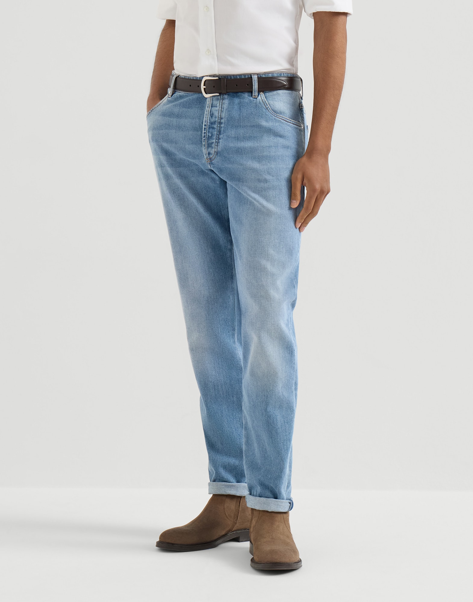 Comfort denim five-pocket trousers for Man in Dark Denim