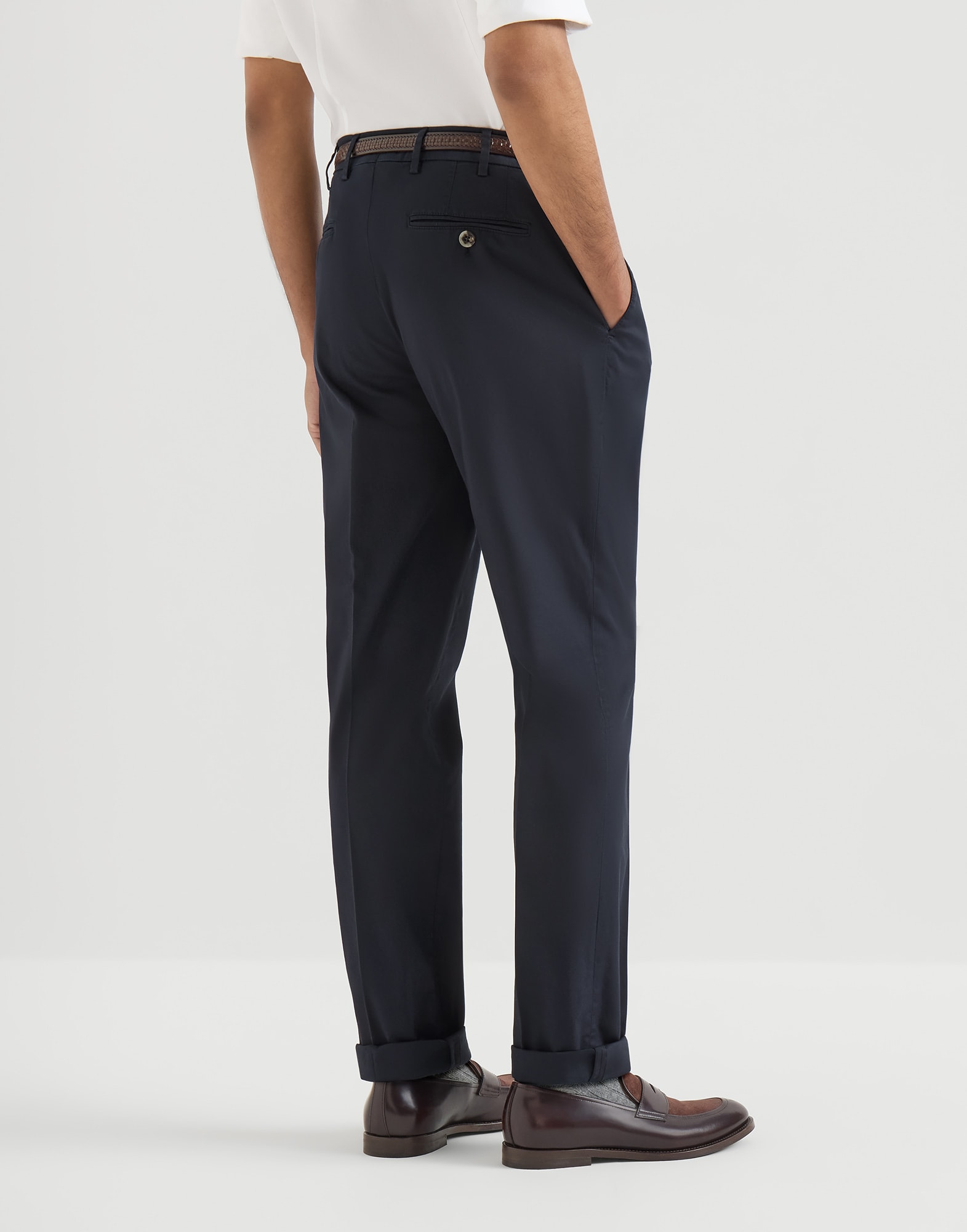 Comfort gabardine trousers for Man in Light Brown | Brunello Cucinelli