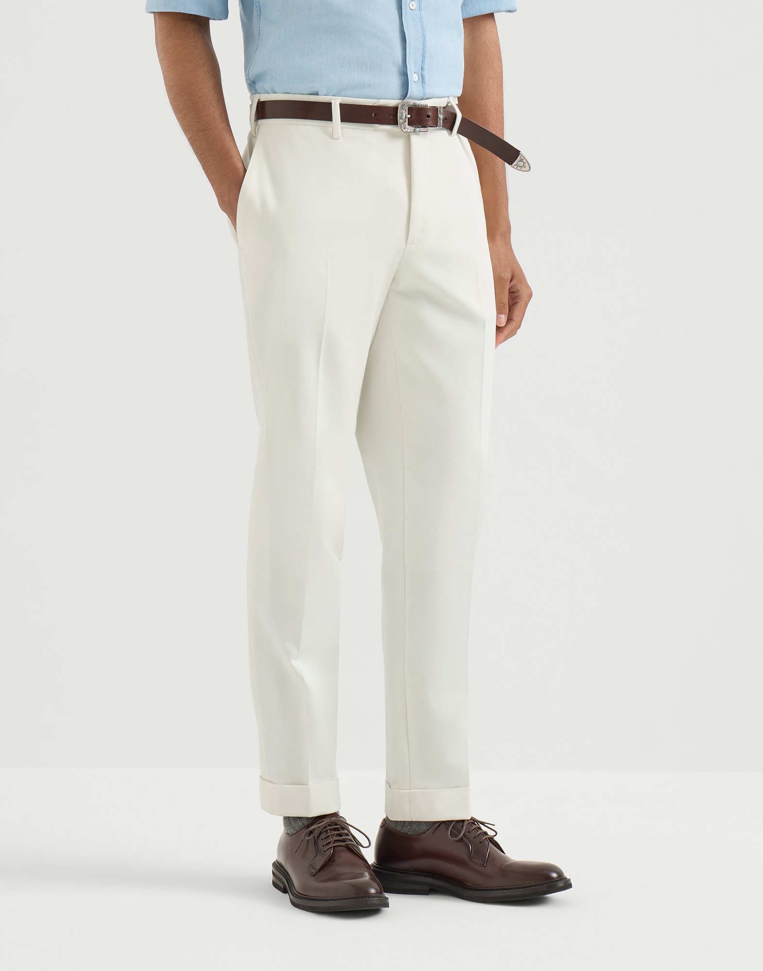 Italian fit trousers for Man in Panama | Brunello Cucinelli