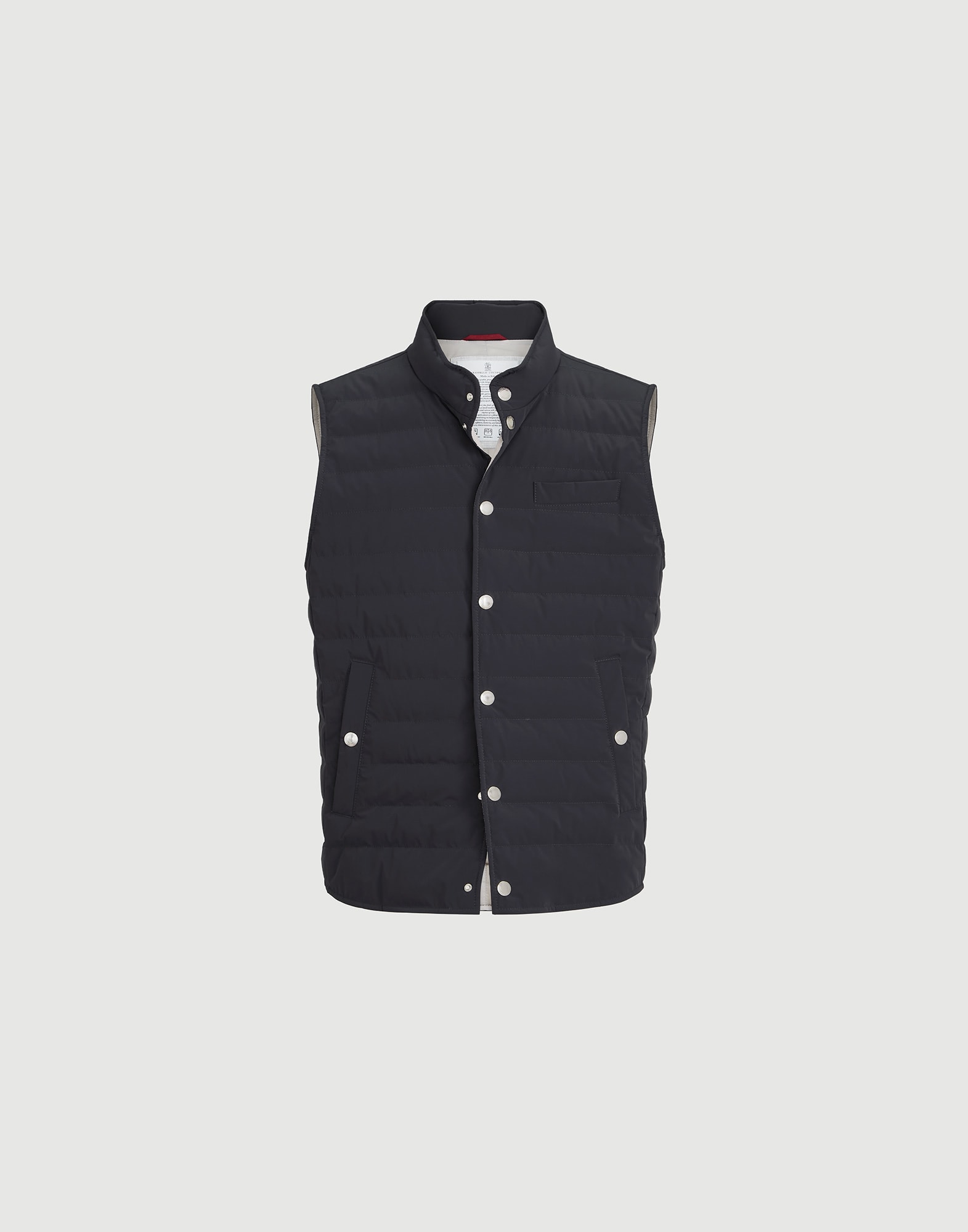 Taffeta down vest for Man in Navy Blue | Brunello Cucinelli
