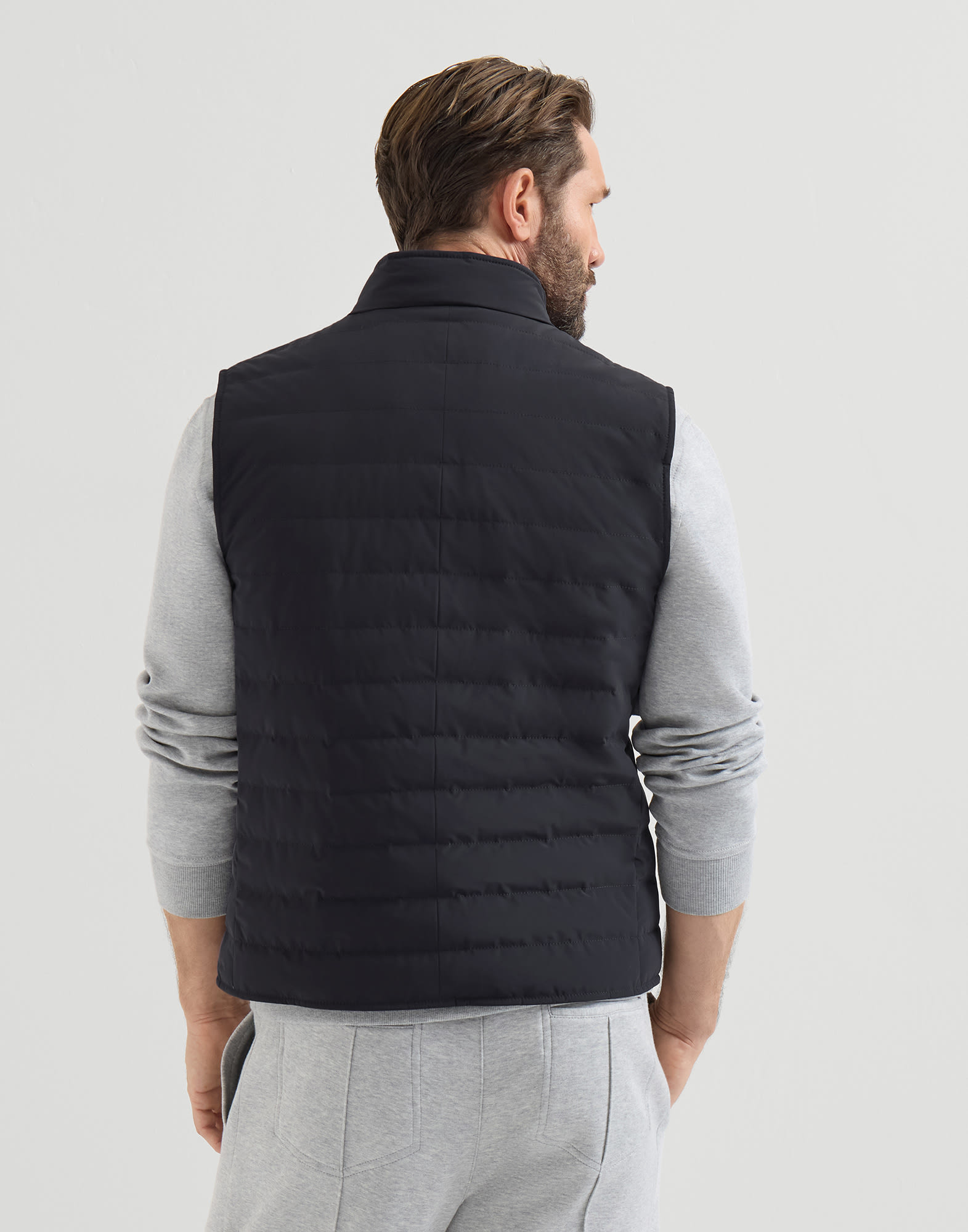 Taffeta down vest for Man in Navy Blue | Brunello Cucinelli