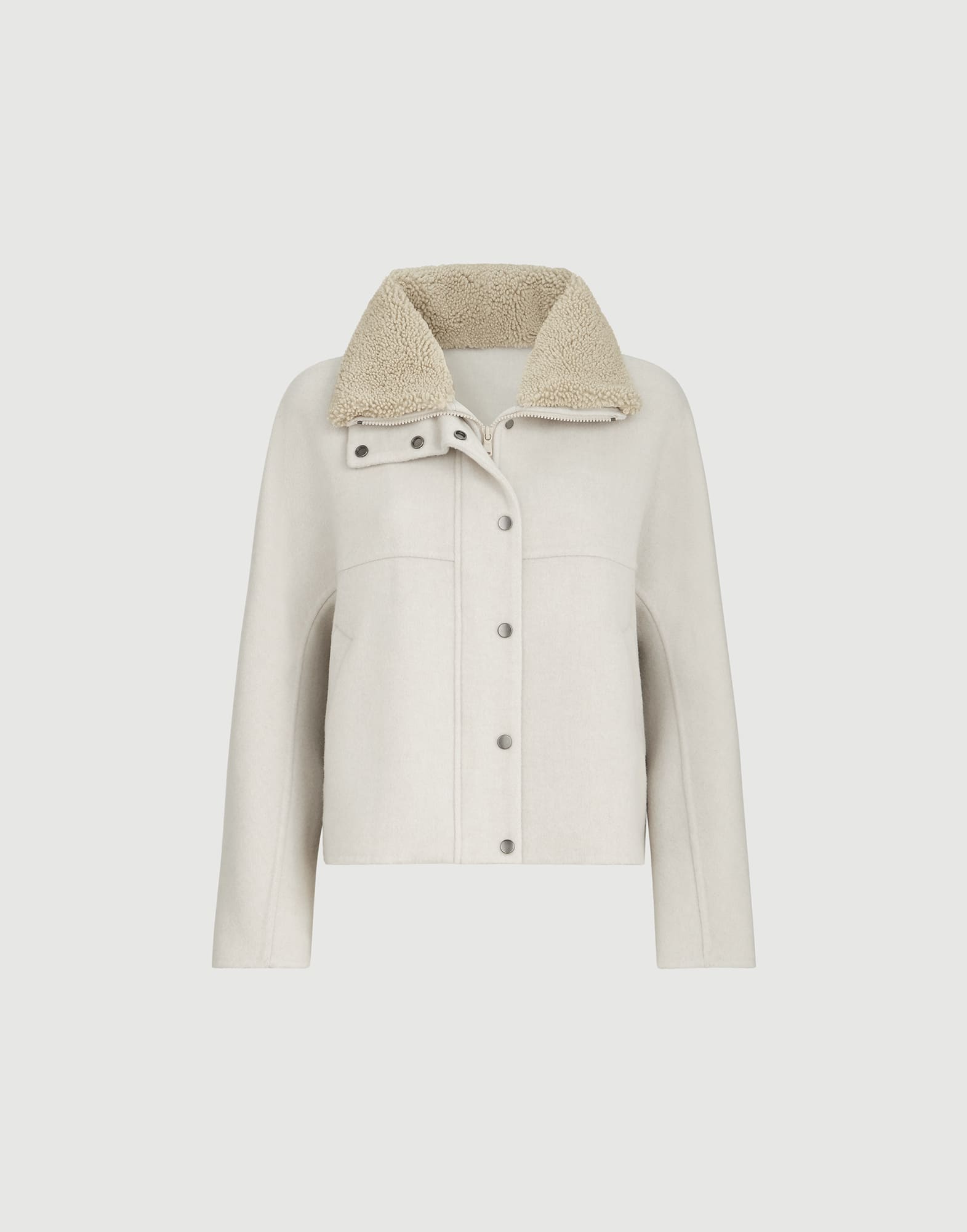 Handcrafted outerwear jacket for Woman in Ivory | Brunello Cucinelli