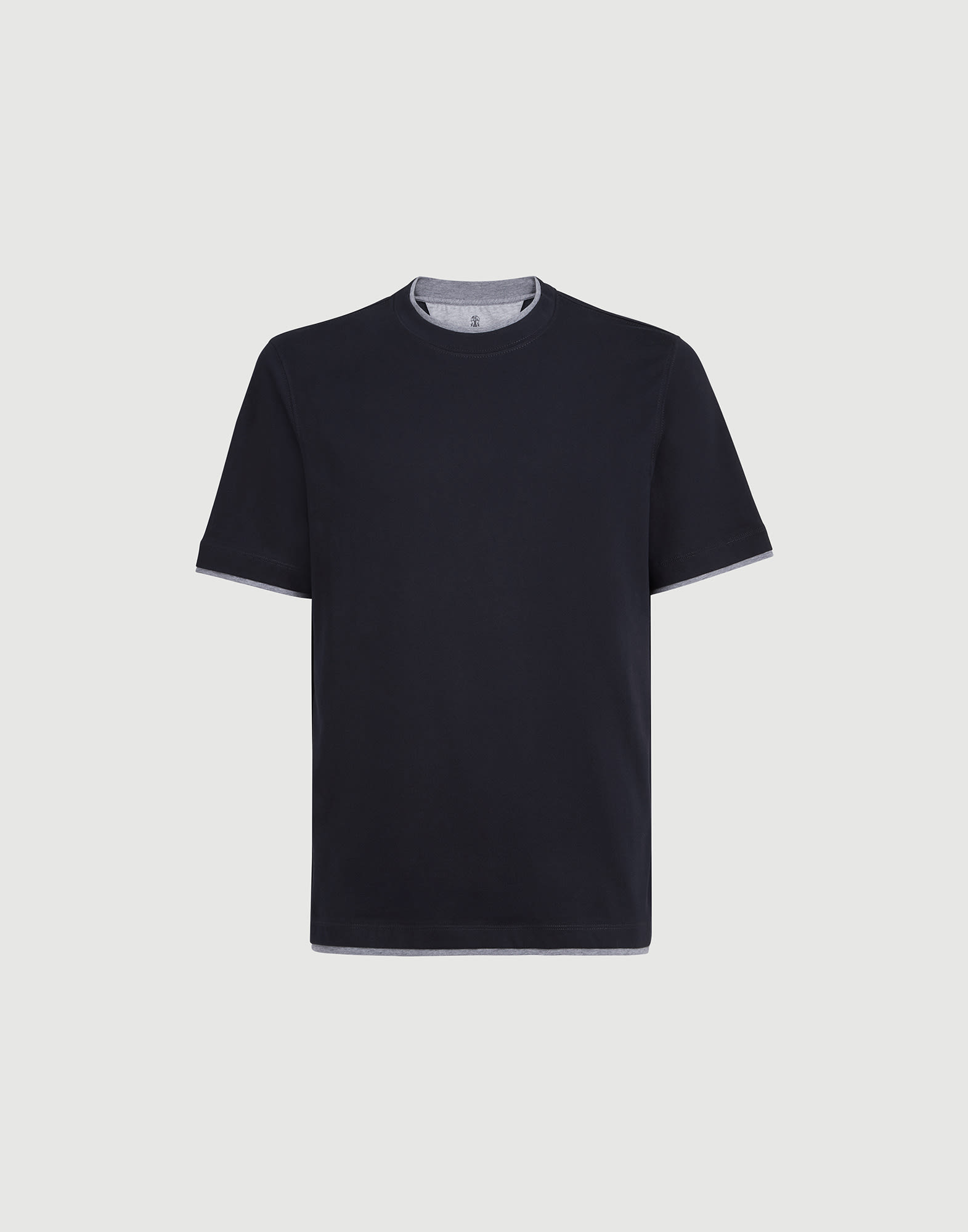 T-shirt with faux-layering for Man in Brown | Brunello Cucinelli