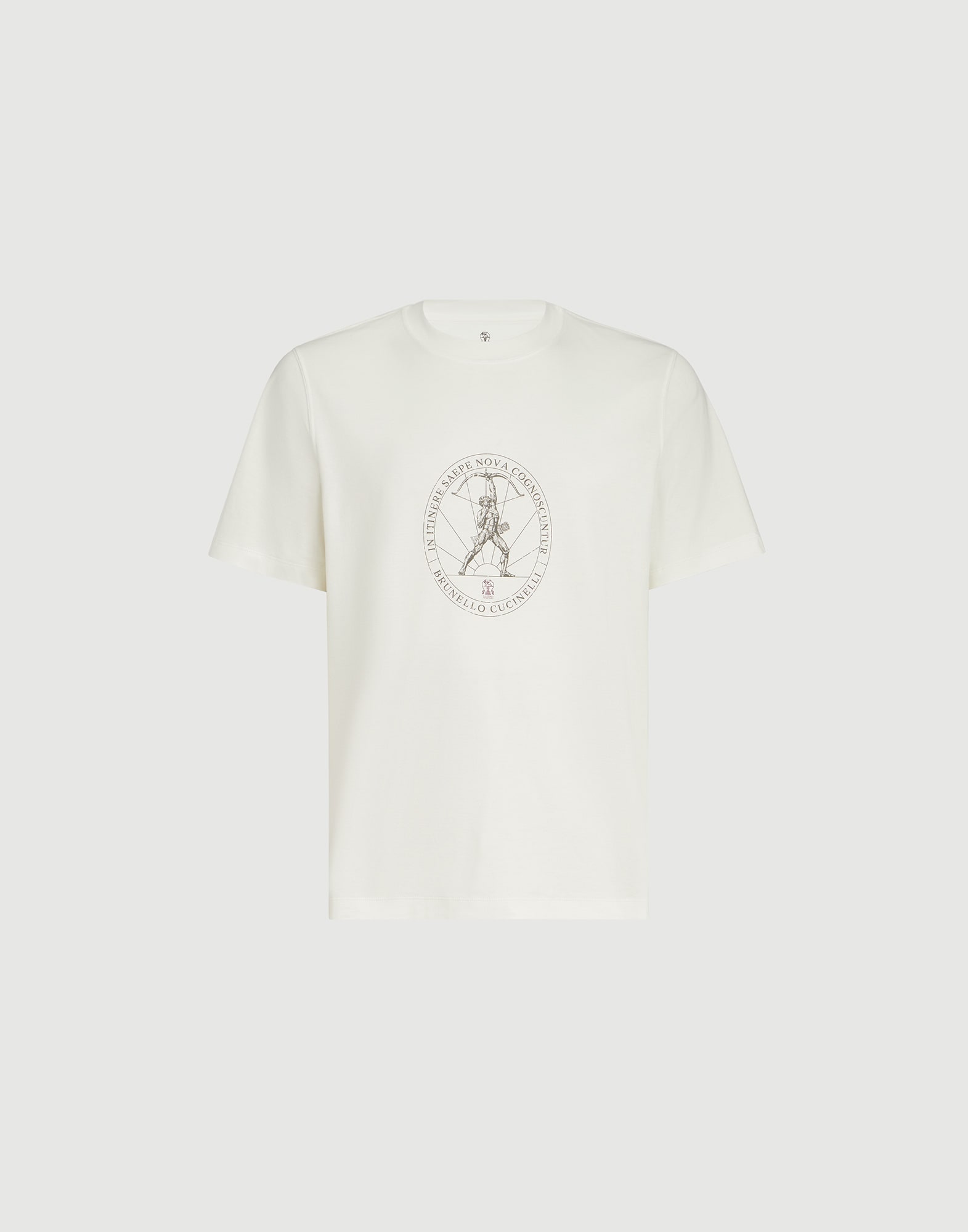 T-shirt with print for Man in Off-White | Brunello Cucinelli