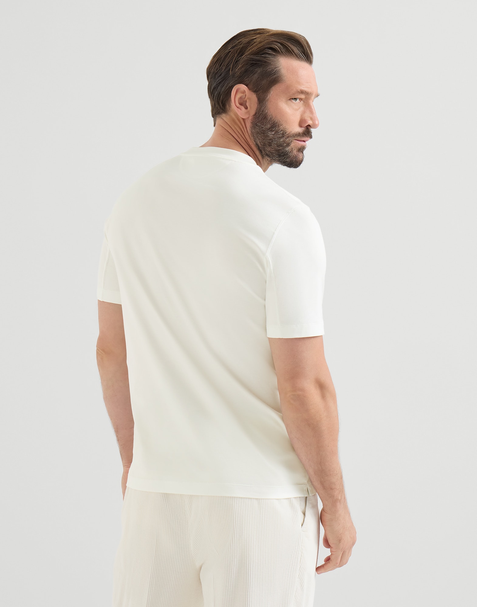 T-shirt with print for Man in Off-White | Brunello Cucinelli