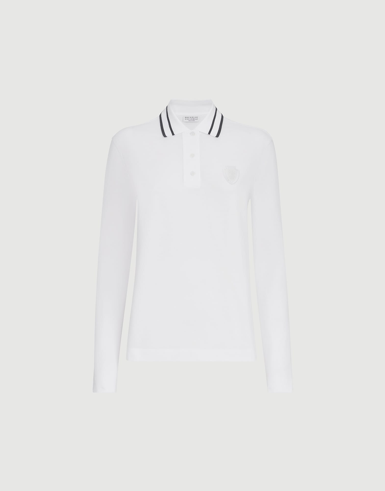 レディース 向け ホワイト ロゴ入り ピケ ポロシャツ | Brunello Cucinelli