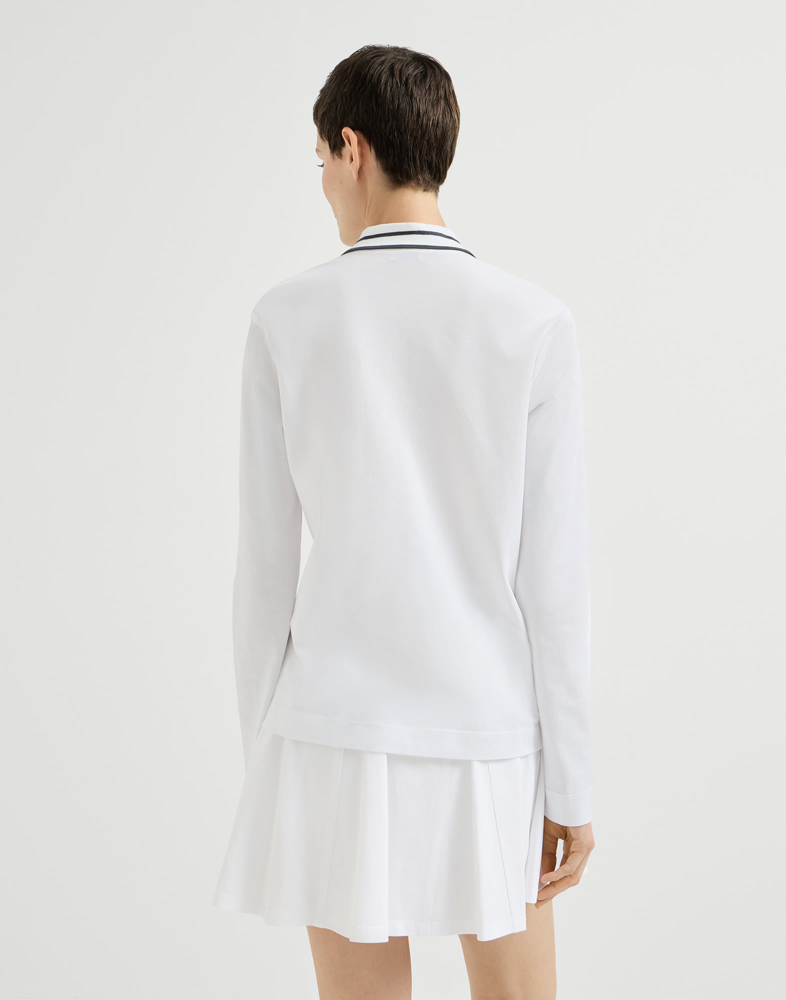 レディース 向け ホワイト ロゴ入り ピケ ポロシャツ | Brunello Cucinelli