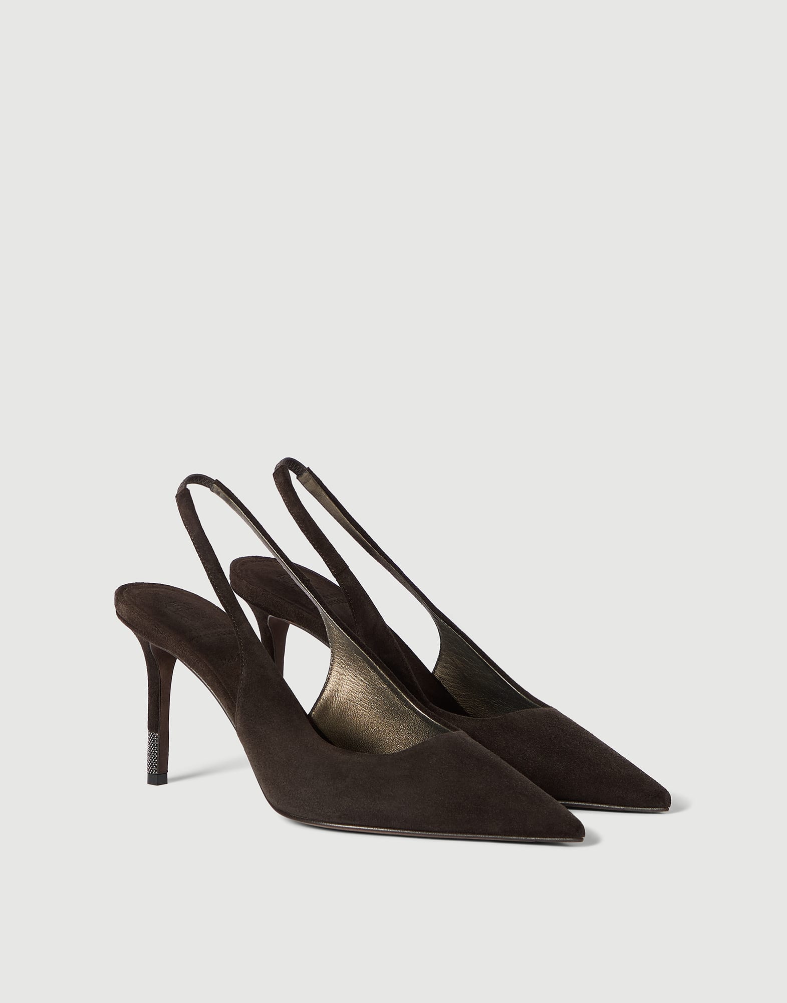 Suede slingback heels with monili Pepper Woman - Brunello Cucinelli