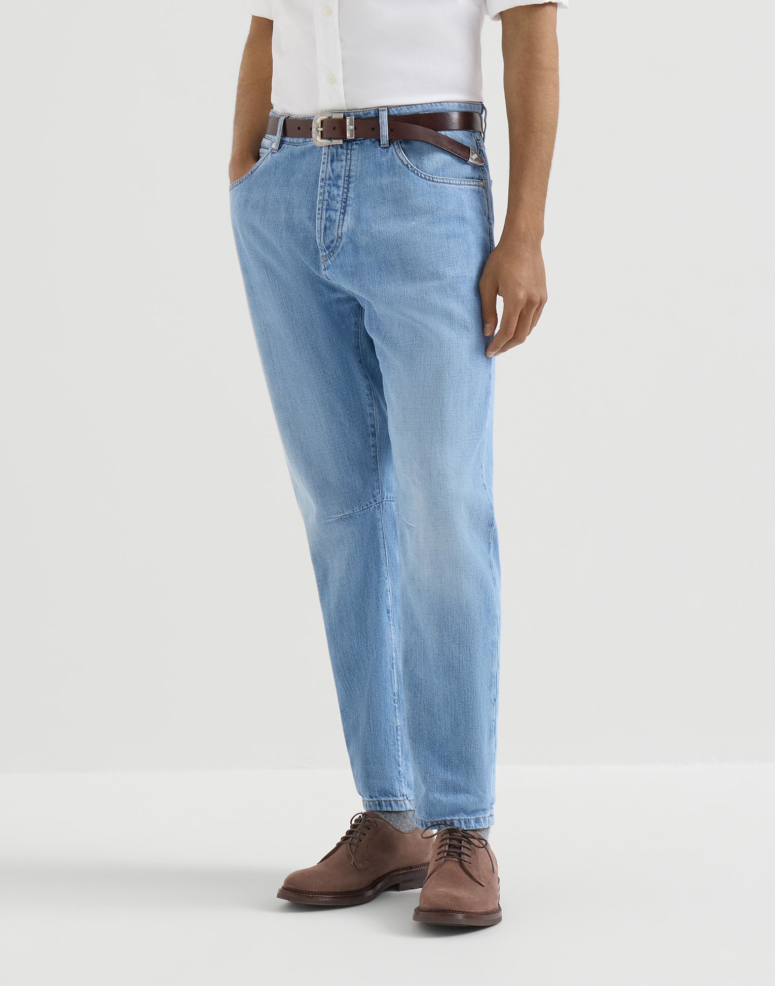 Denim Five-Pocket Trousers - Front view - View Full Screen