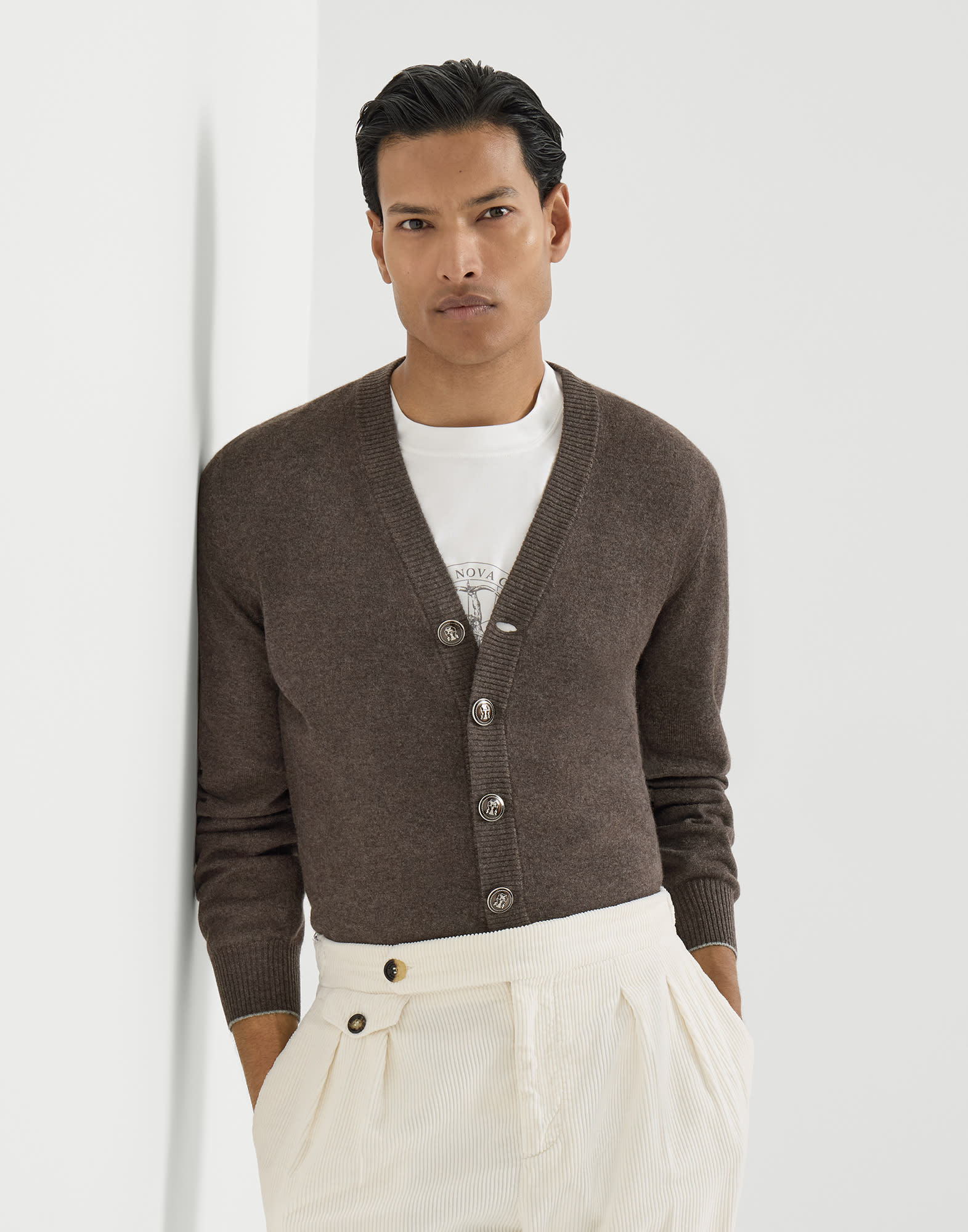 メンズ 向け ネイビーブルー カシミヤカーディガン | Brunello Cucinelli