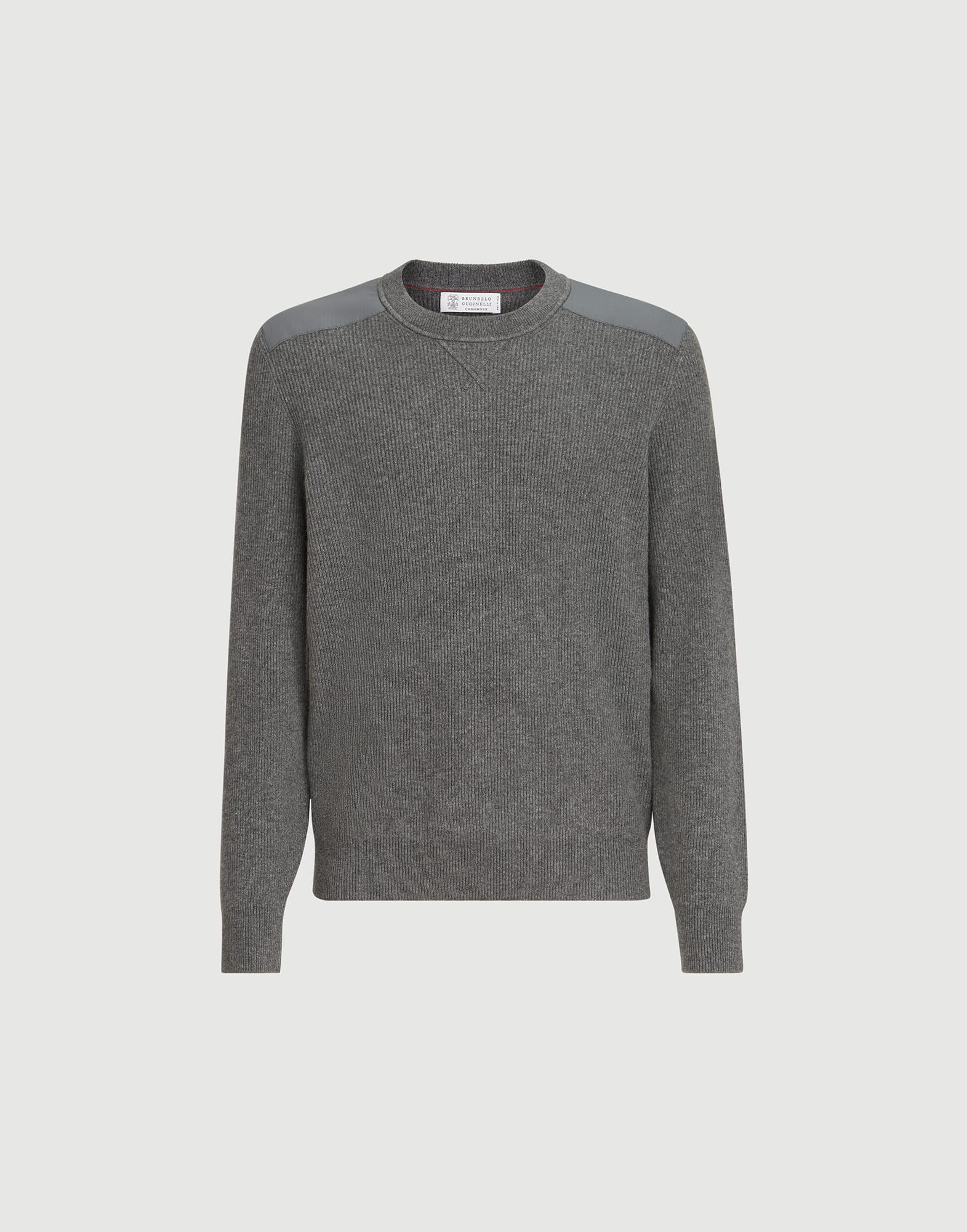 Cashmere ribbed sweater for Man in Lead | Brunello Cucinelli