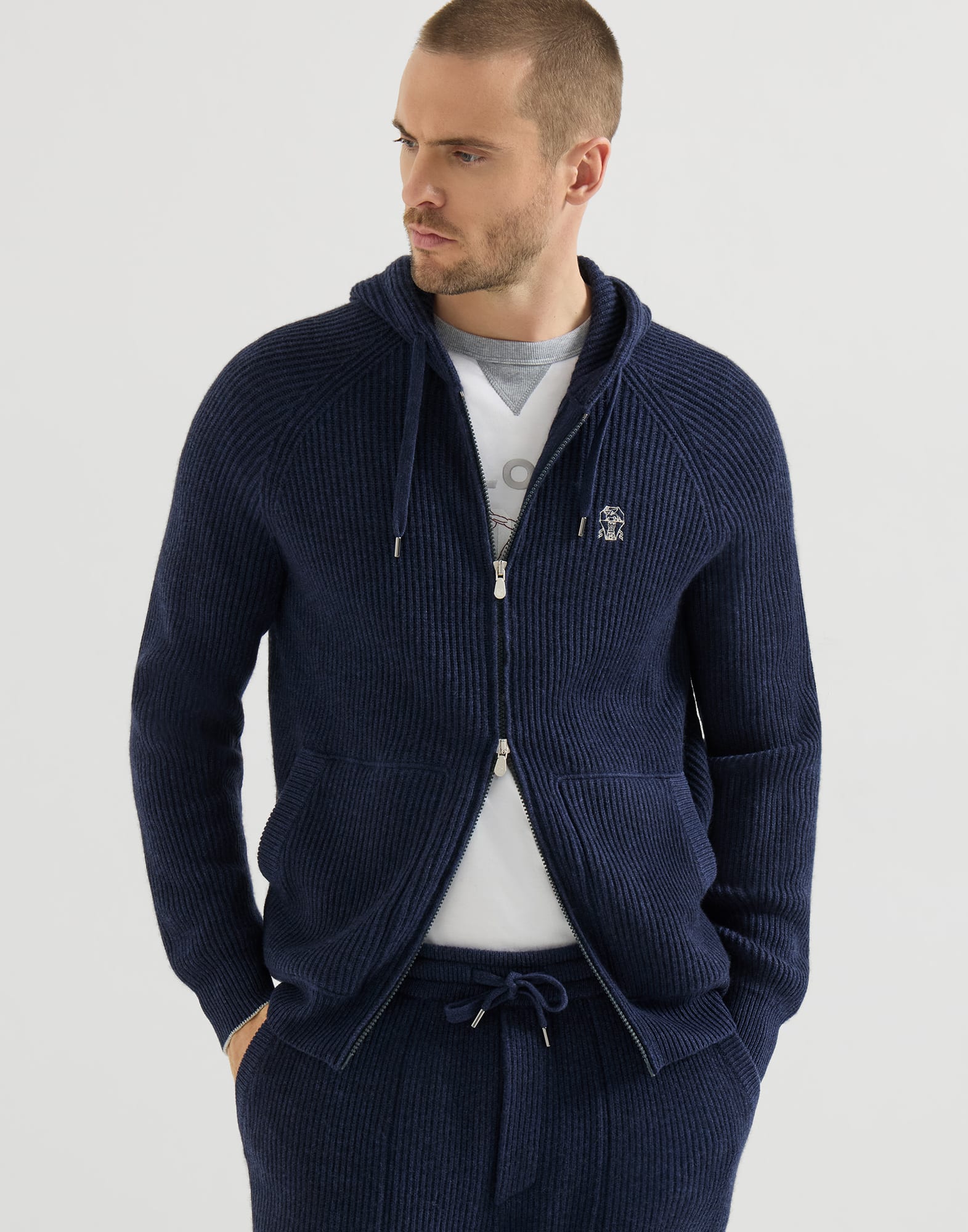 Cashmere sweatshirt for Man in Stone Grey | Brunello Cucinelli