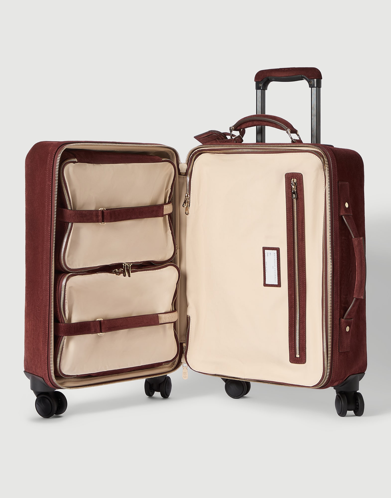 Suede suitcase for Man in Burgundy | Brunello Cucinelli