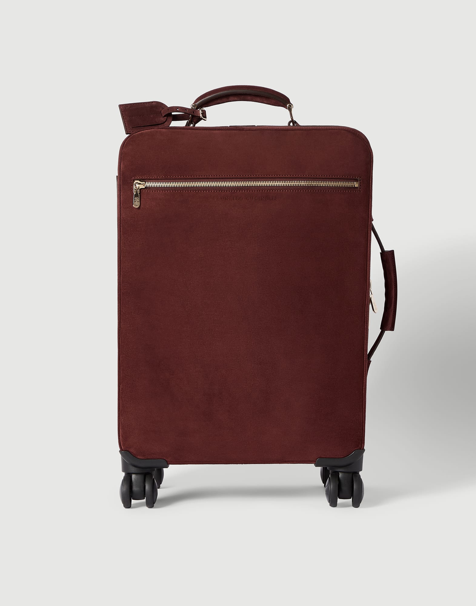 Suede suitcase for Man in Burgundy | Brunello Cucinelli