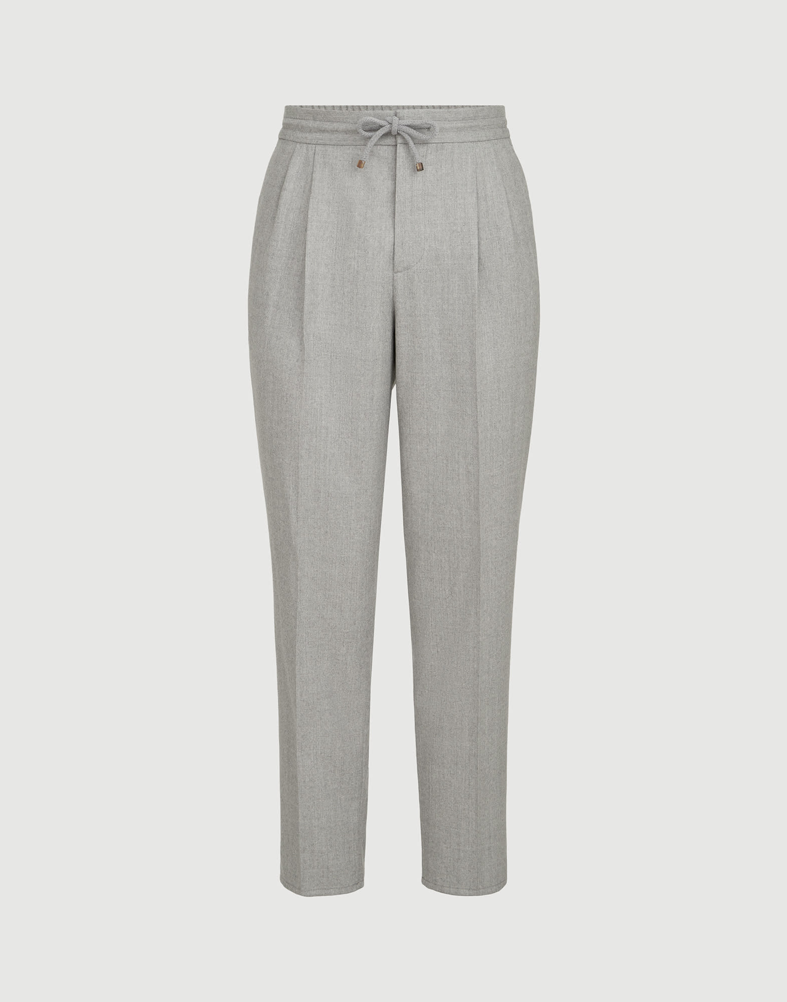 Virgin wool flannel trousers for Man in Black | Brunello Cucinelli