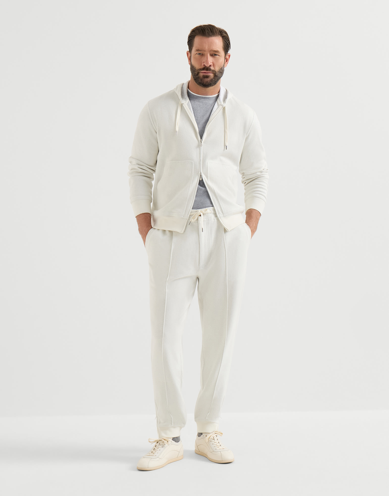 Double cloth trousers for Man in Off-White | Brunello Cucinelli