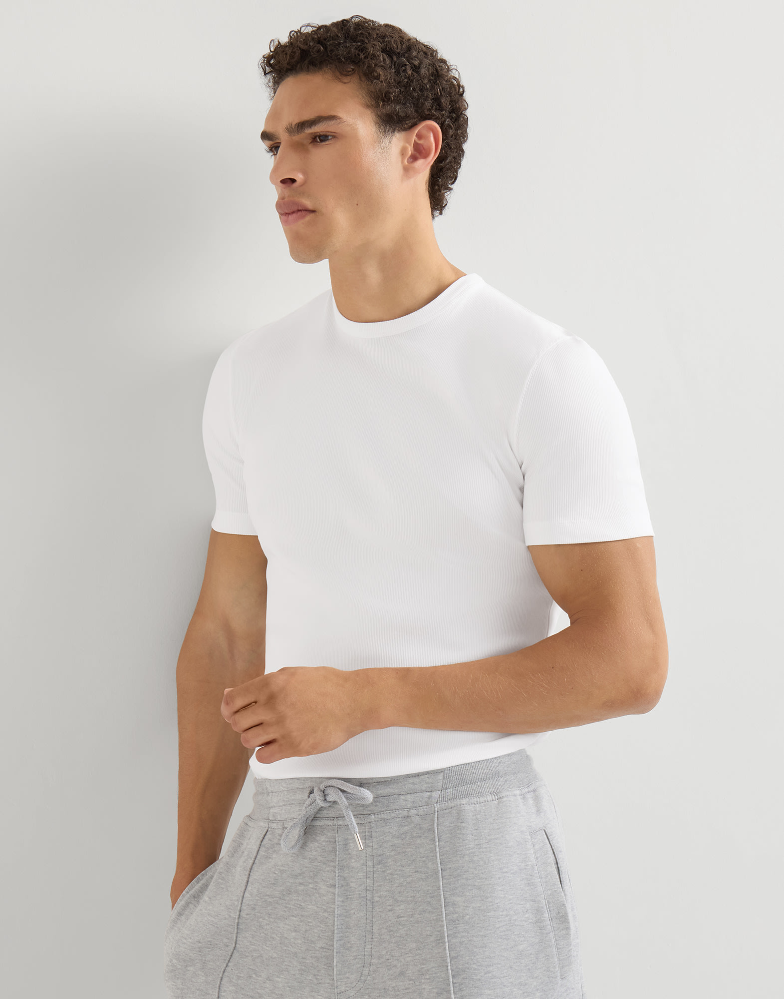 メンズ 向け ホワイト フェイクレイヤリング Tシャツ | Brunello Cucinelli