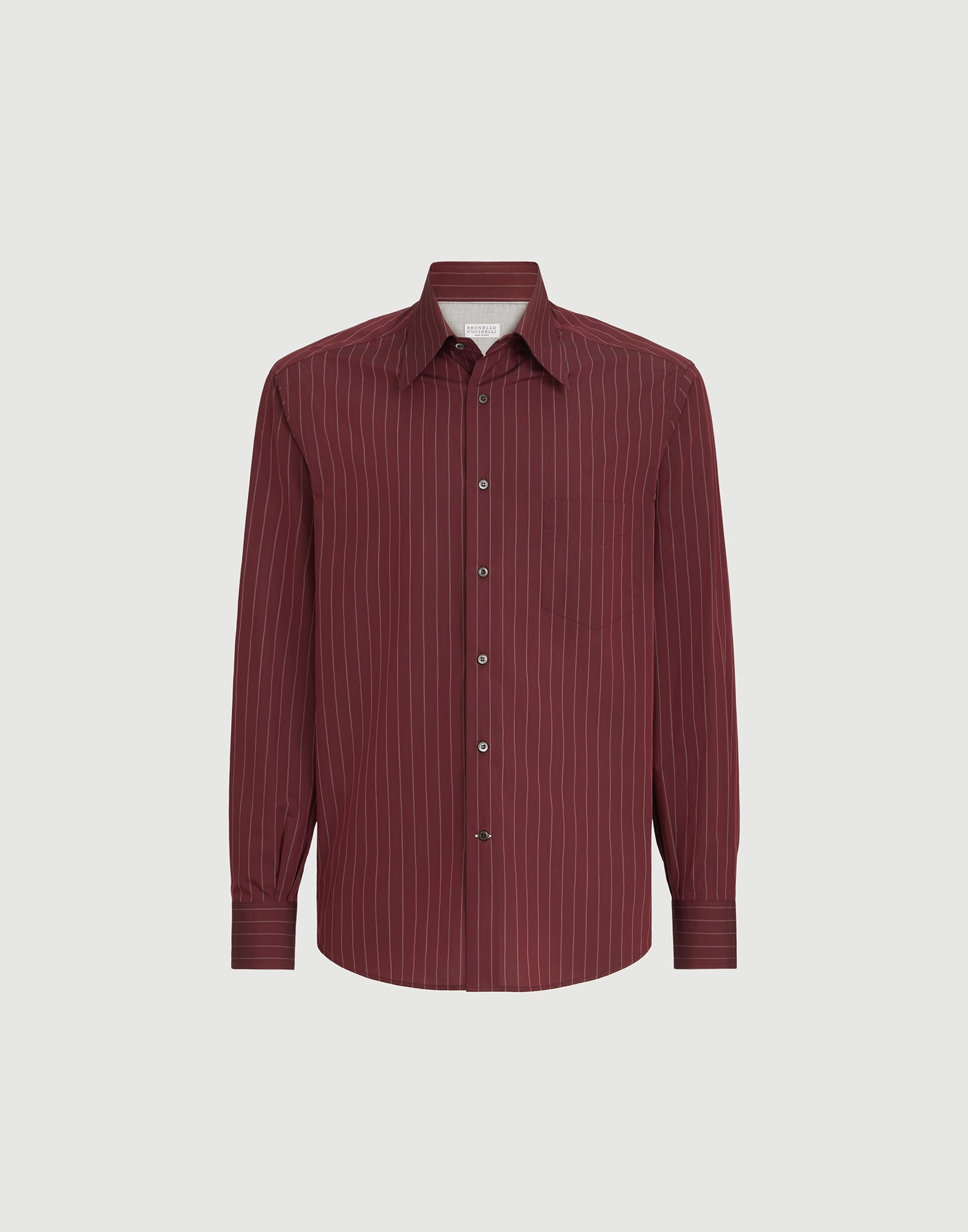 Pinstripe cotton overshirt for Man in Dark Grey | Brunello Cucinelli