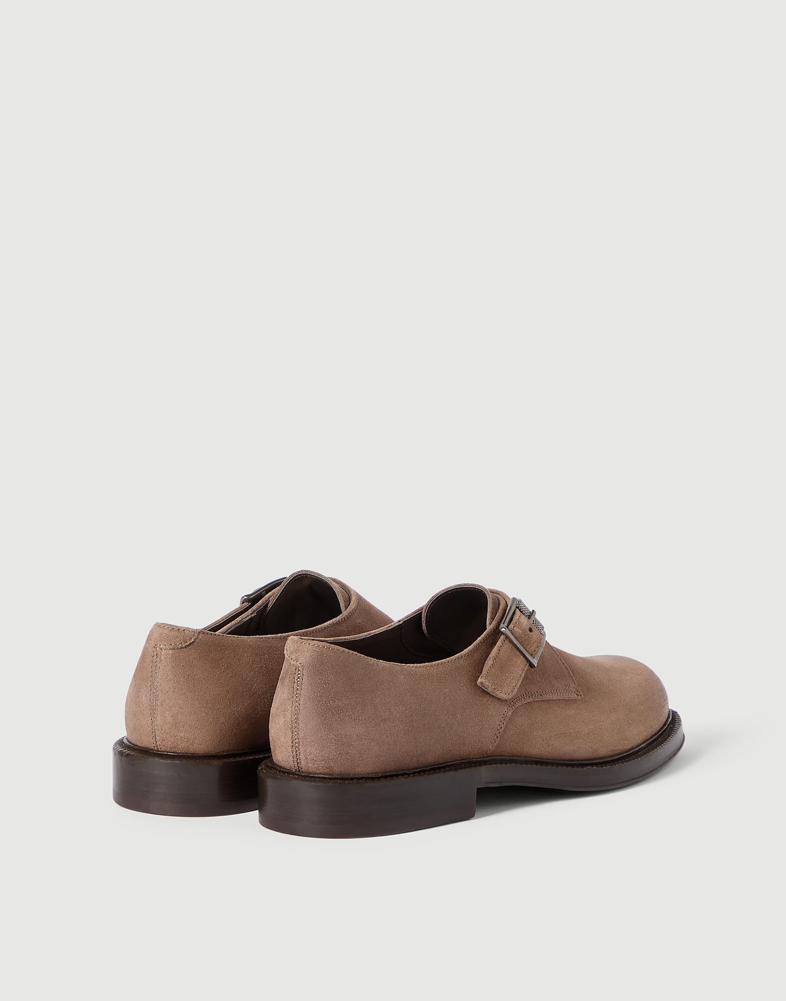 Suede monk strap shoes for Man in Mud | Brunello Cucinelli display picture 3