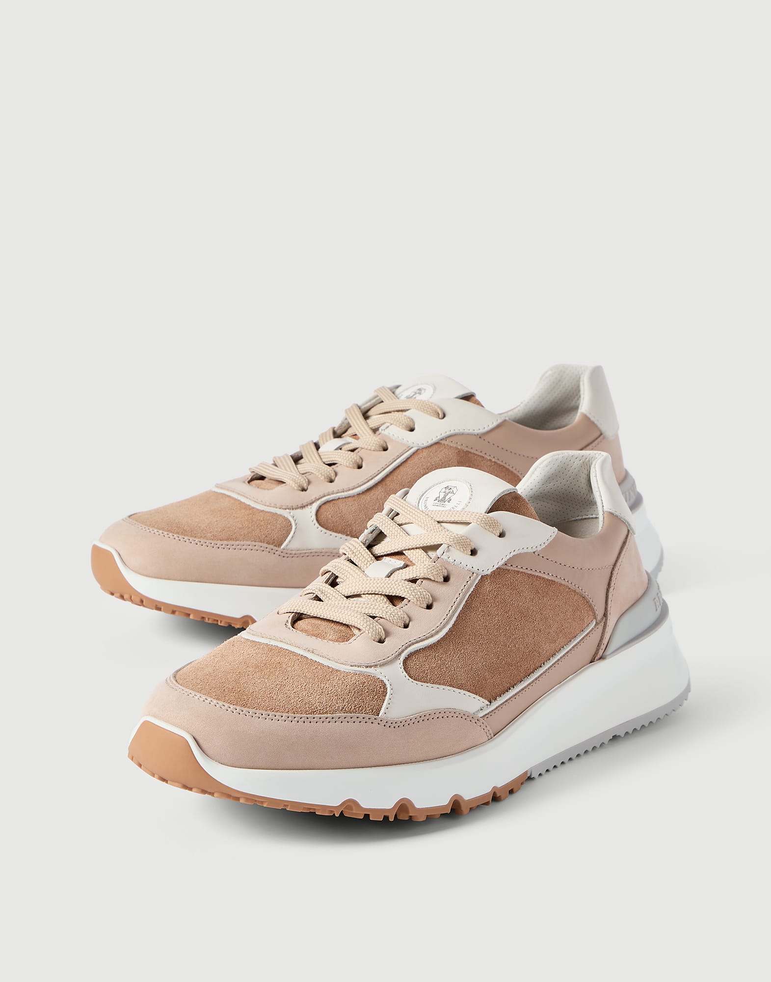 Nubuck and suede runners for Man in Light Grey | Brunello Cucinelli