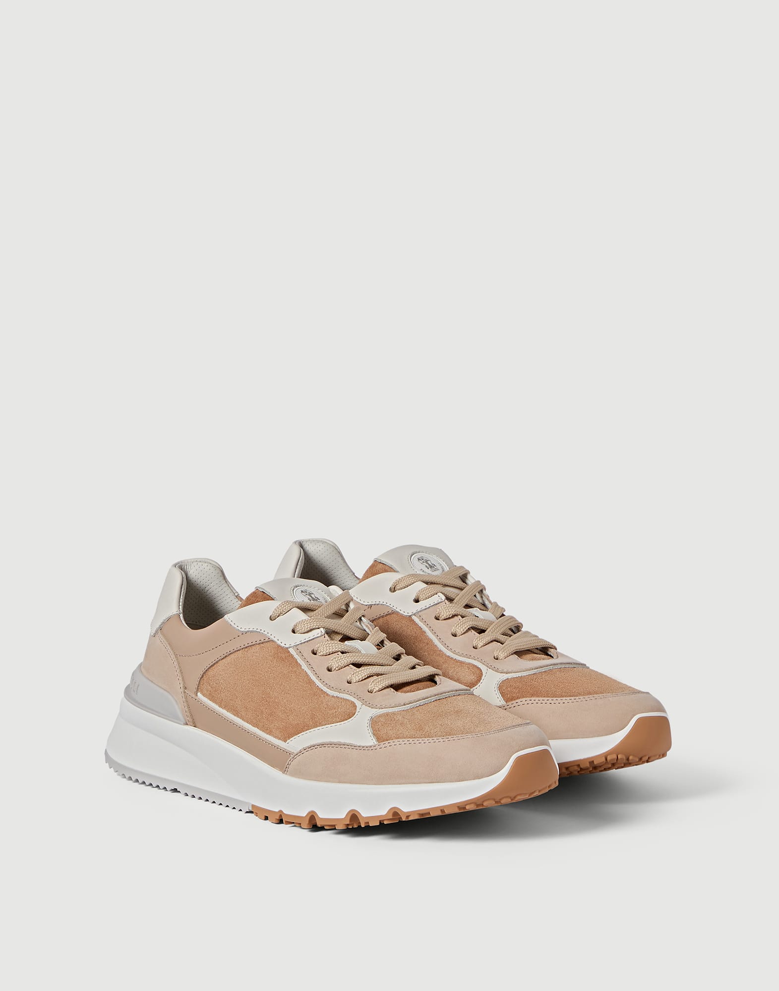 Nubuck and suede runners for Man in Beige | Brunello Cucinelli