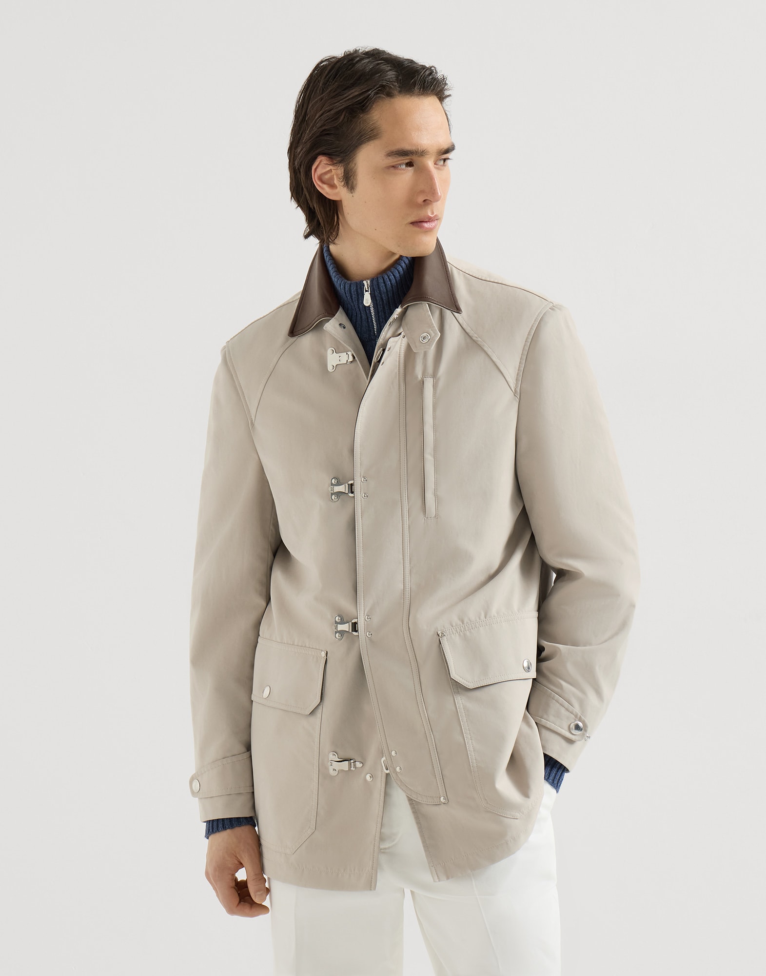 Water-resistant microfiber outerwear Beige Man - Brunello Cucinelli