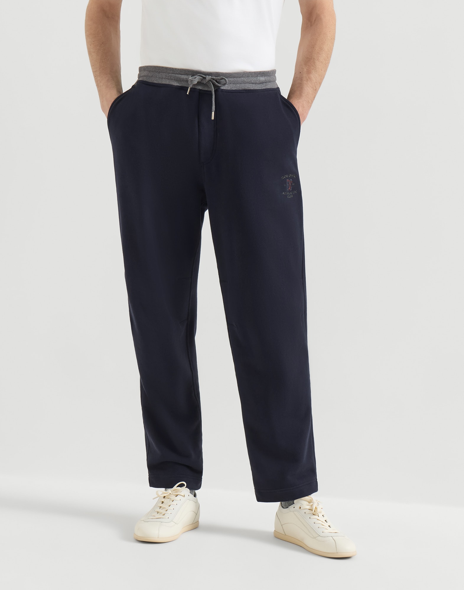 Trousers with embroidery for Man in Off-White | Brunello Cucinelli