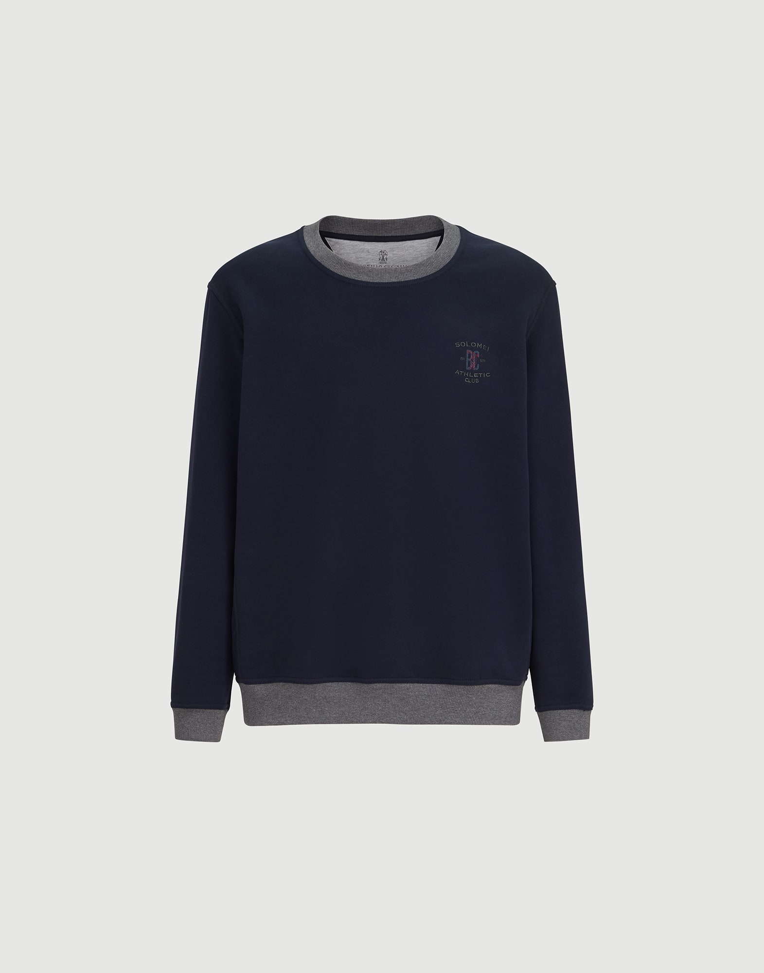 Sweatshirt with embroidery for Man in Cobalt | Brunello Cucinelli