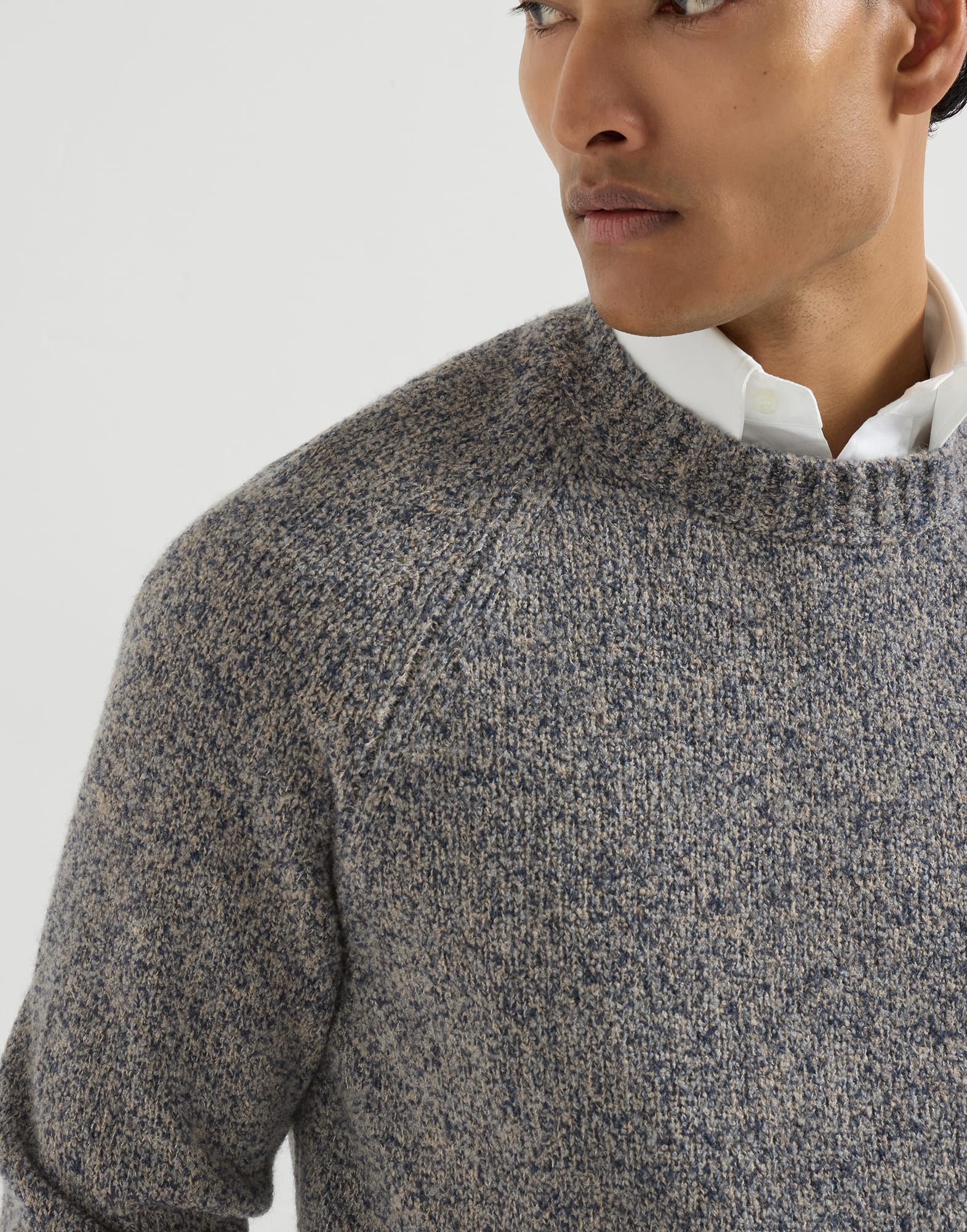 Chiné sweater for Man in Cerulean | Brunello Cucinelli