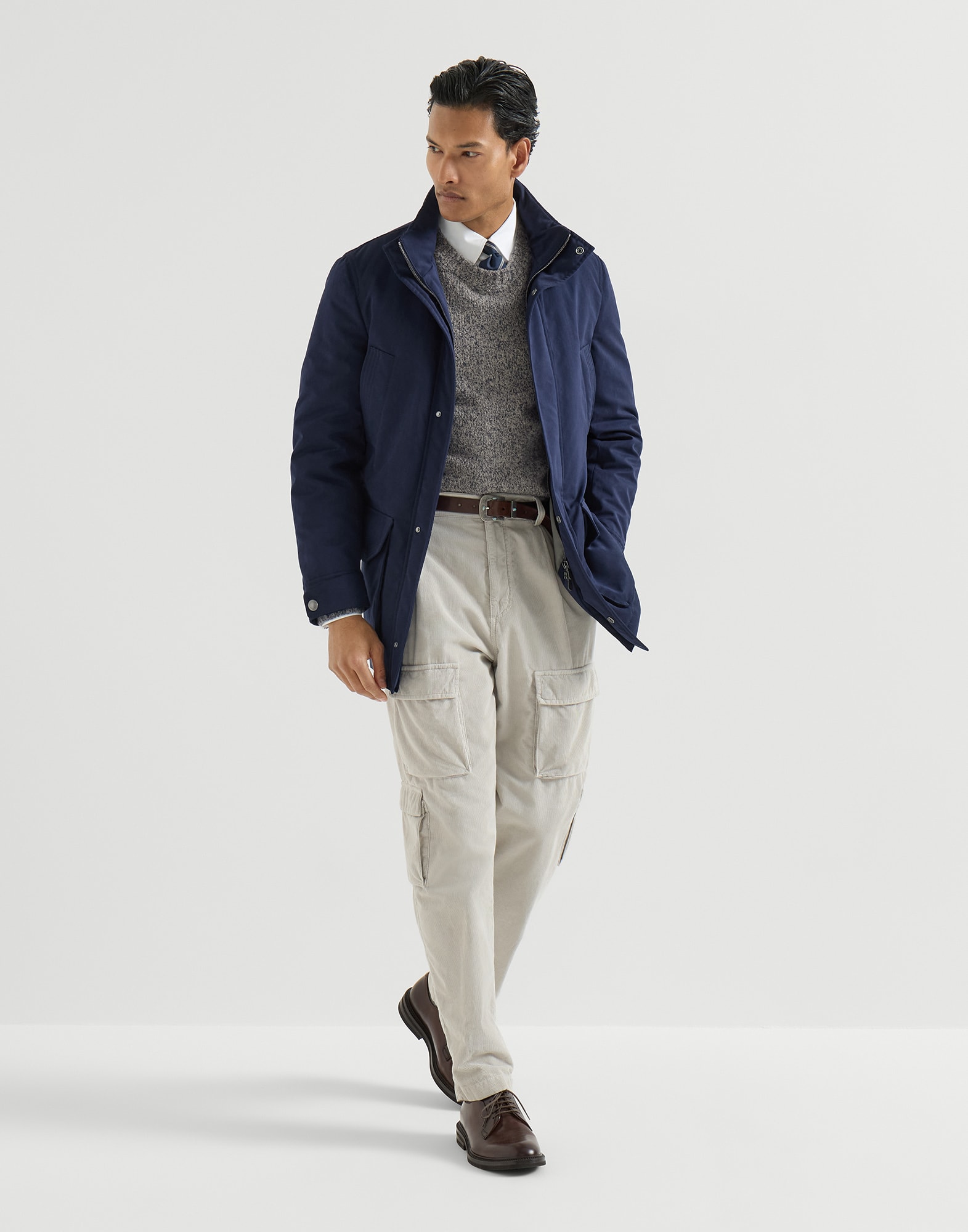 Chiné sweater for Man in Cerulean | Brunello Cucinelli