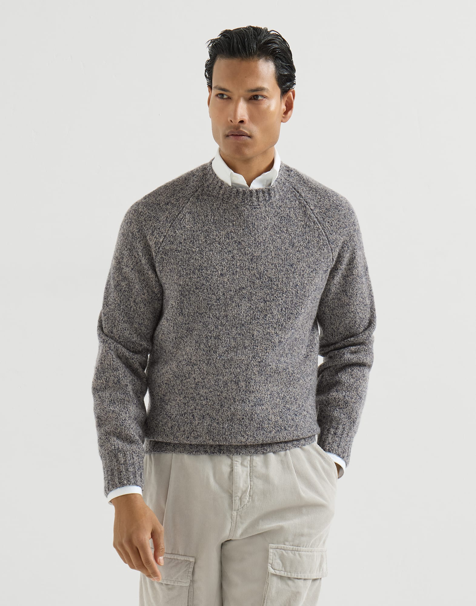Chiné sweater for Man in Cerulean | Brunello Cucinelli