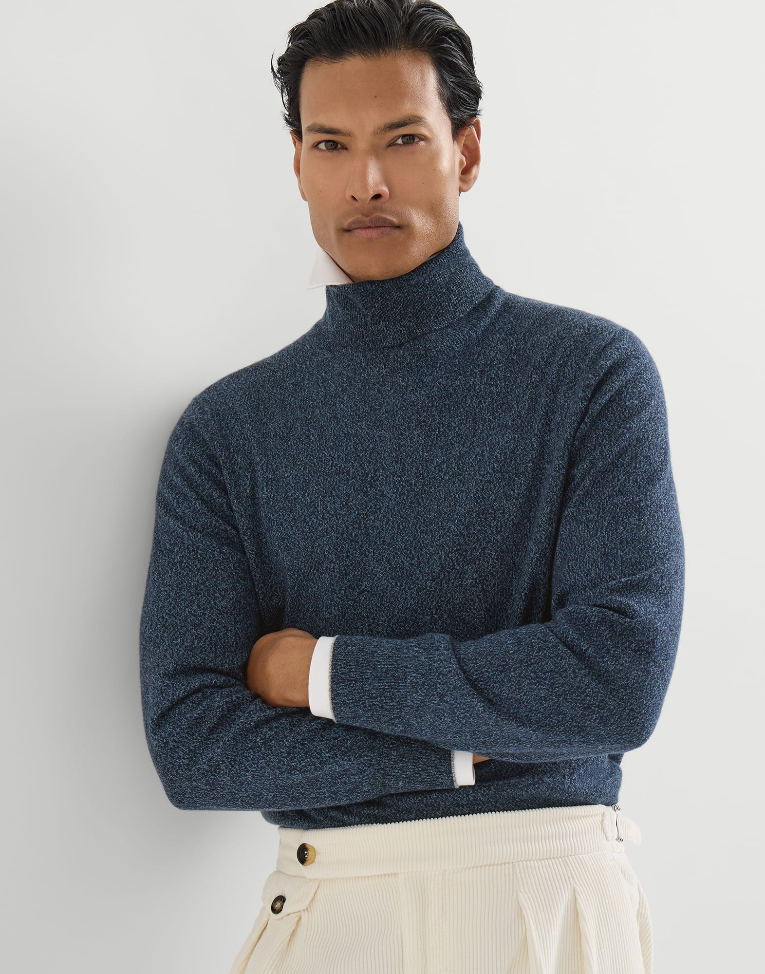 新品　brunello cucinelli メンズカシミアタートルニット Cashmere turtleneck sweater for Man in Dark Grey | Brunello Cucinelli
