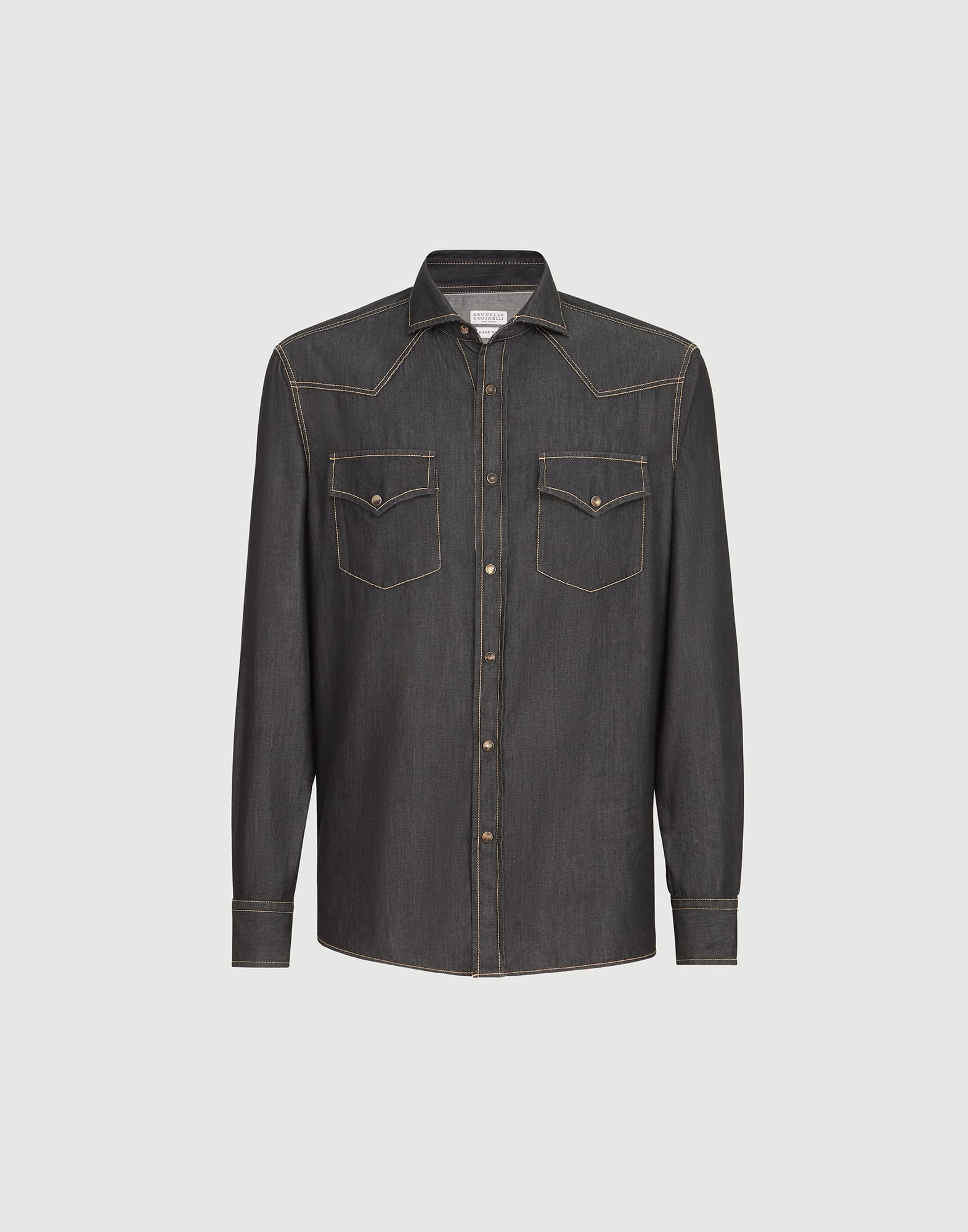 メンズ 向け ダークグレー デニムシャツ | Brunello Cucinelli