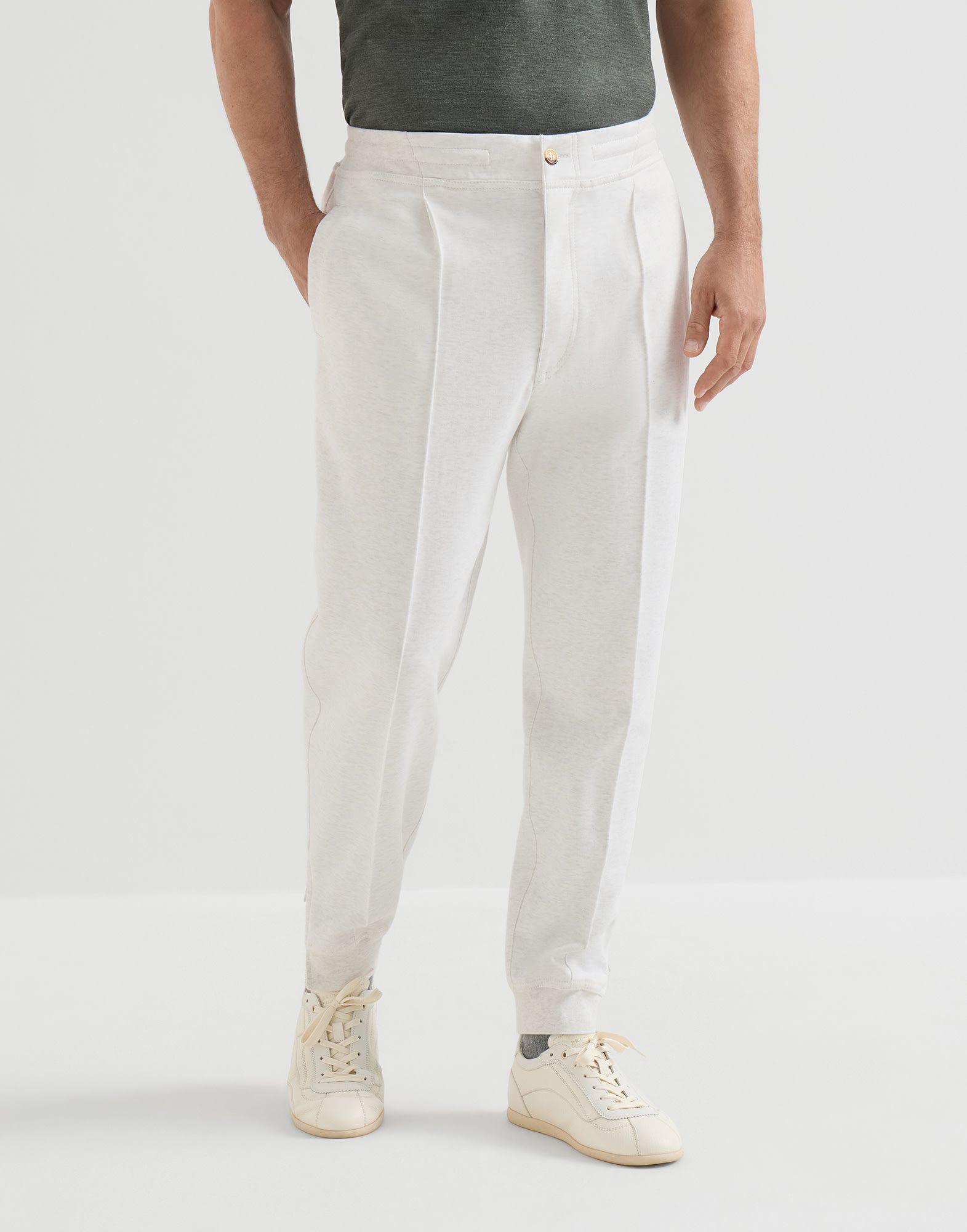 Pantal&oacute;n de felpa doble Travertino Hombre - Brunello Cucinelli