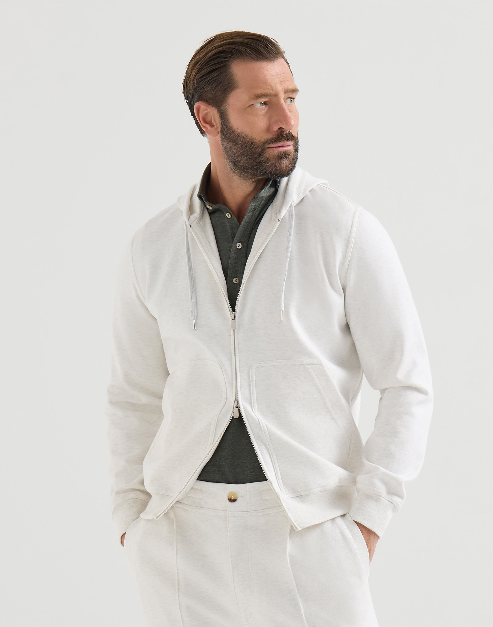 Sudadera de felpa doble Blanco Hombre - Brunello Cucinelli