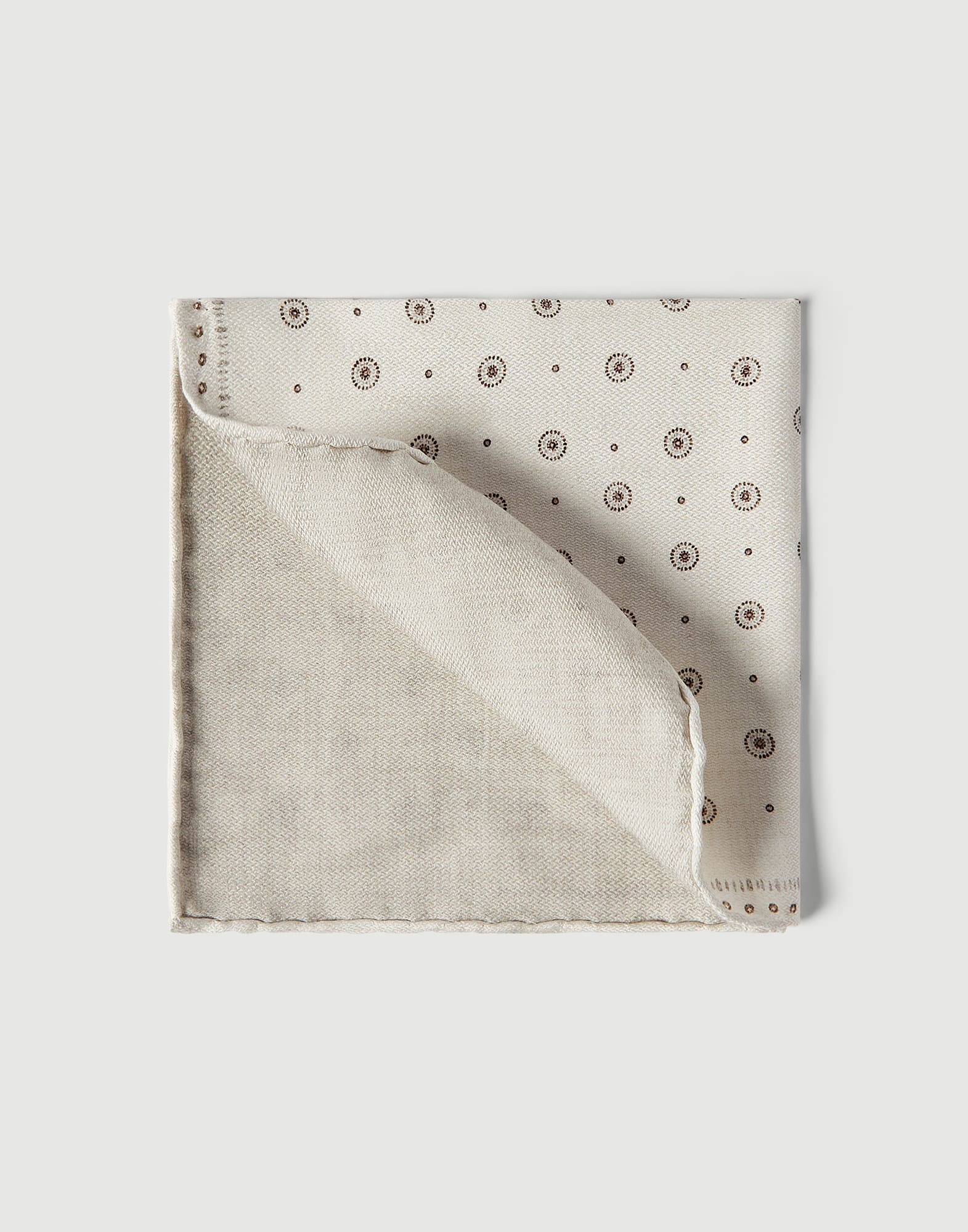 Silk pocket square with geometric design Butter Man - Brunello Cucinelli