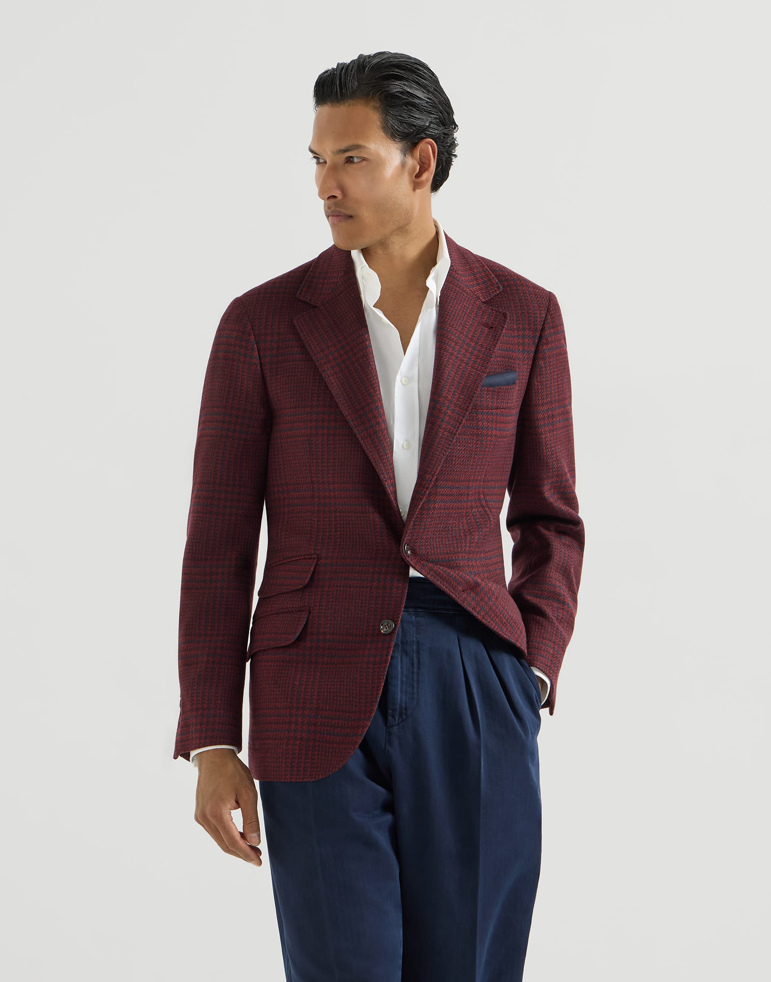 Prince of Wales deconstructed blazer Burgundy Man - Brunello Cucinelli