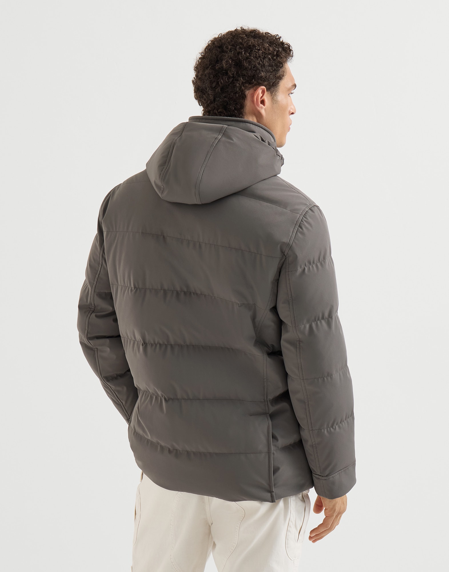 Bonded nylon parka for Man in Lead | Brunello Cucinelli