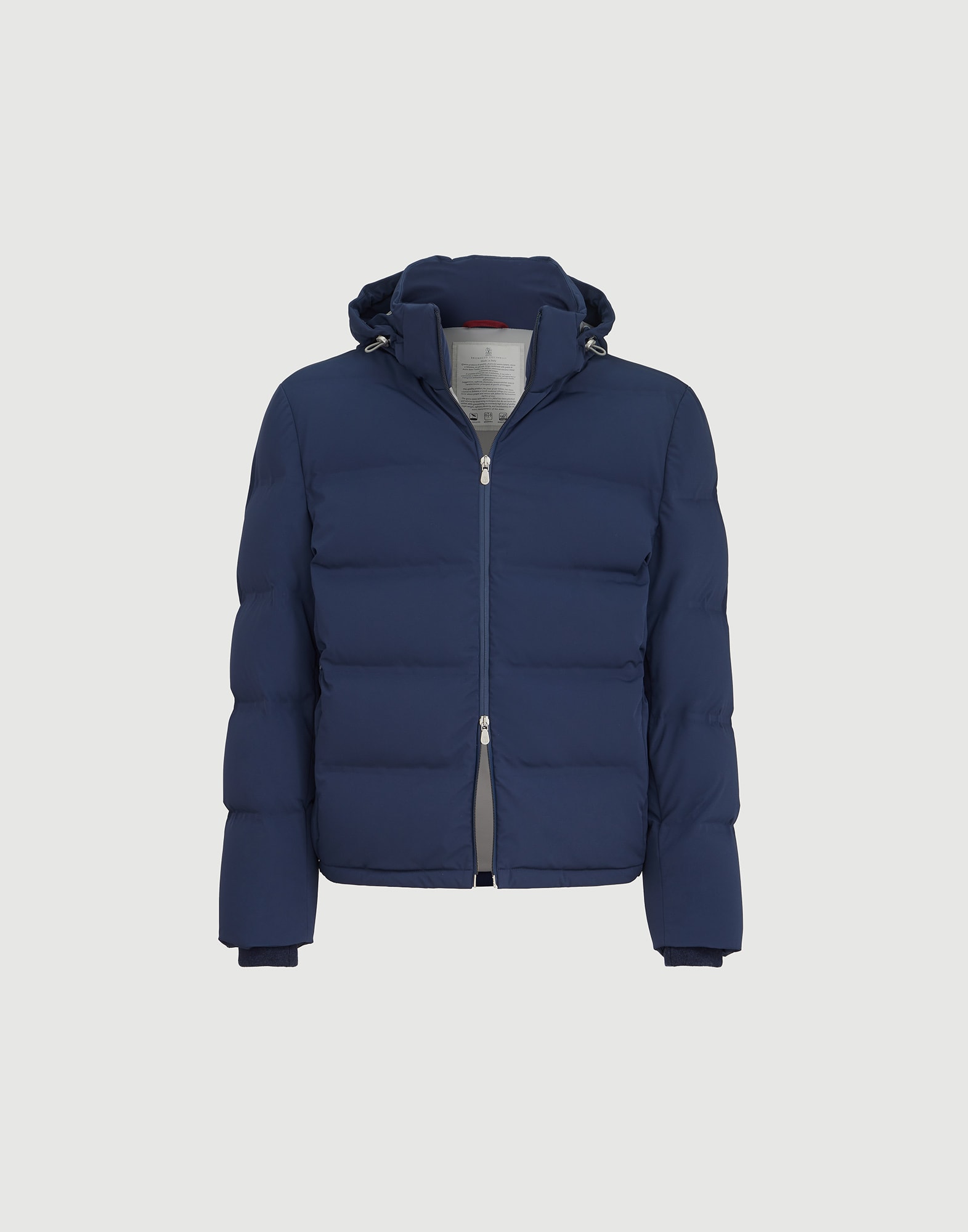 Nylon down jacket for Man in Blue | Brunello Cucinelli