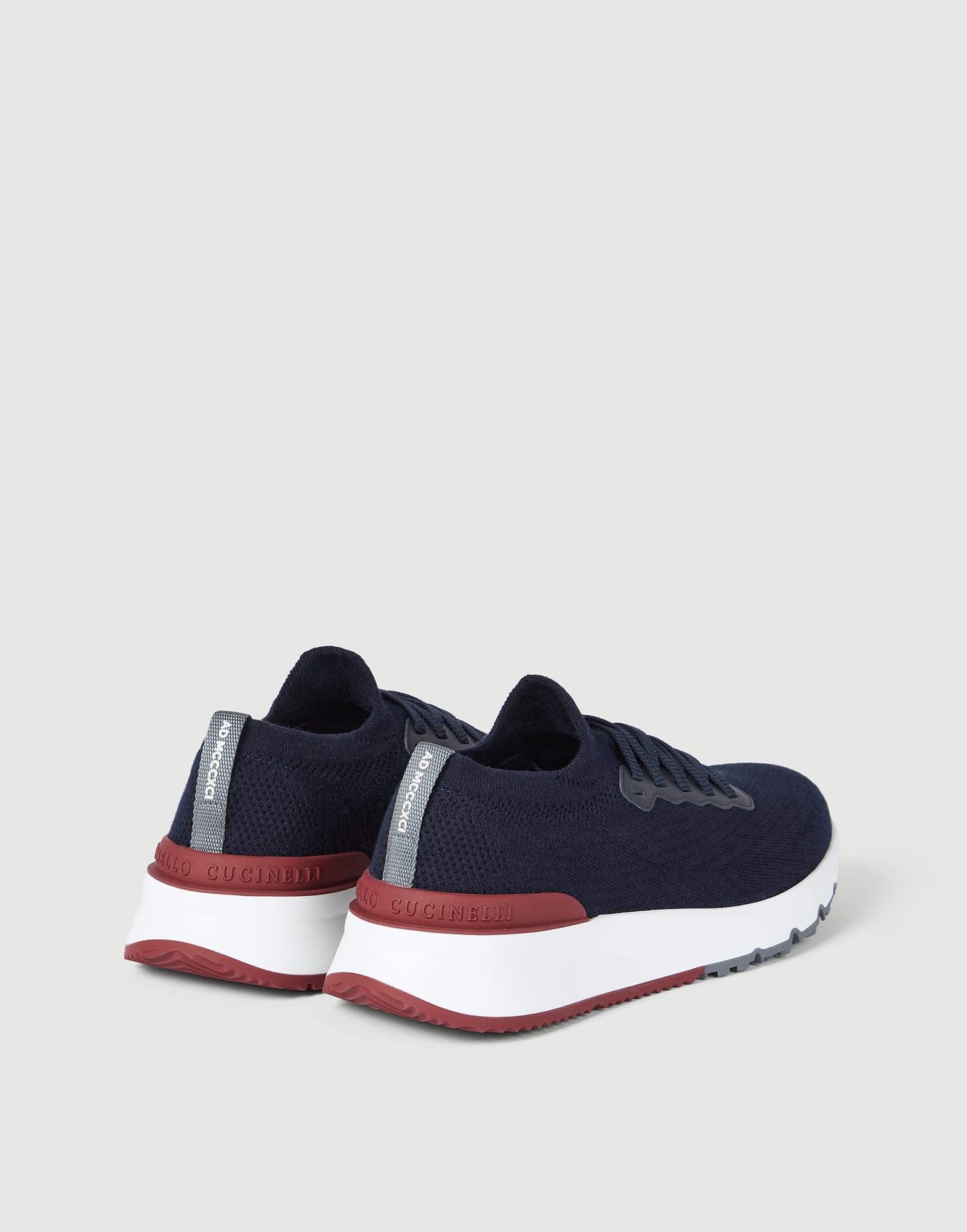 Cotton and calfskin runners for Man in Anthracite | Brunello Cucinelli