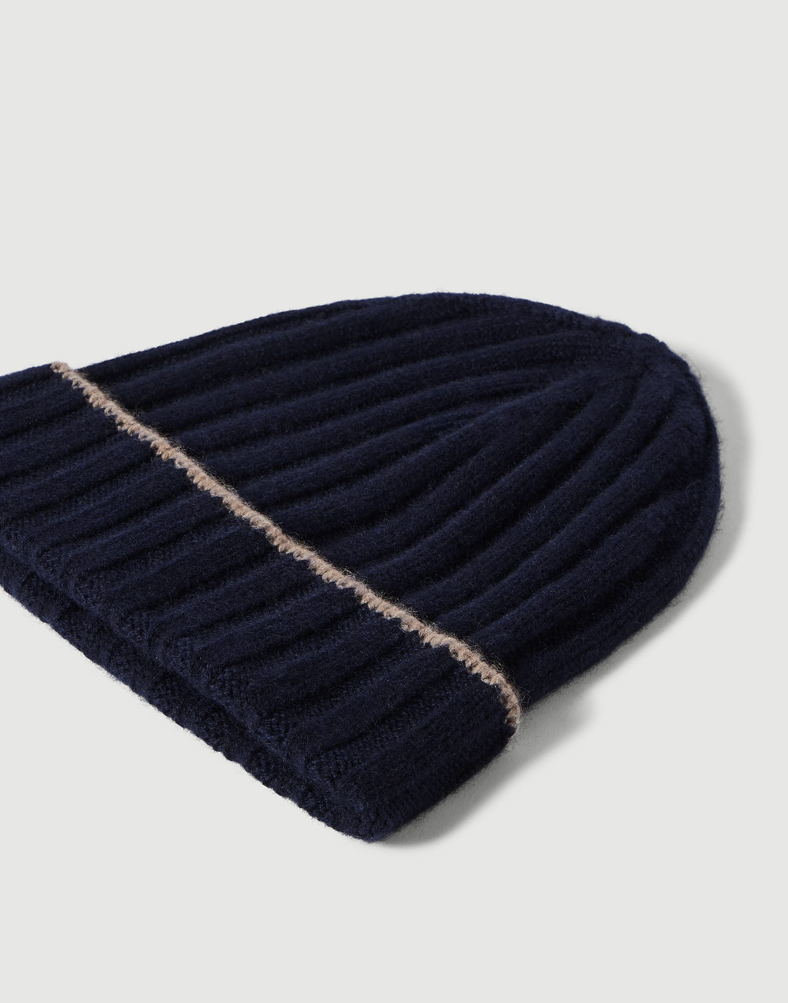 メンズ 向け ライトグレー カシミヤリブ ニットキャップ | Brunello