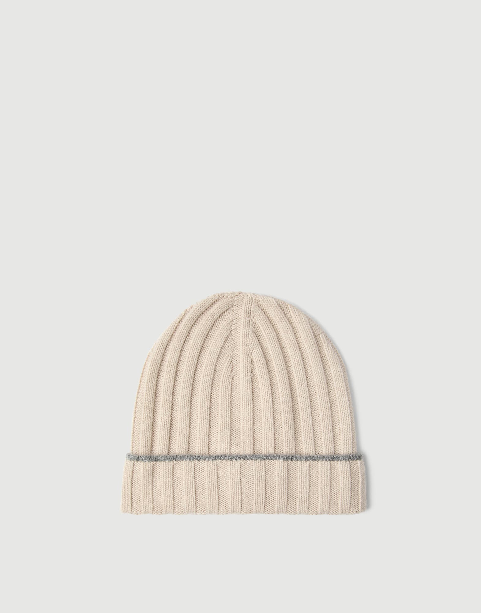 Cashmere rib knit beanie for Man in Black | Brunello Cucinelli