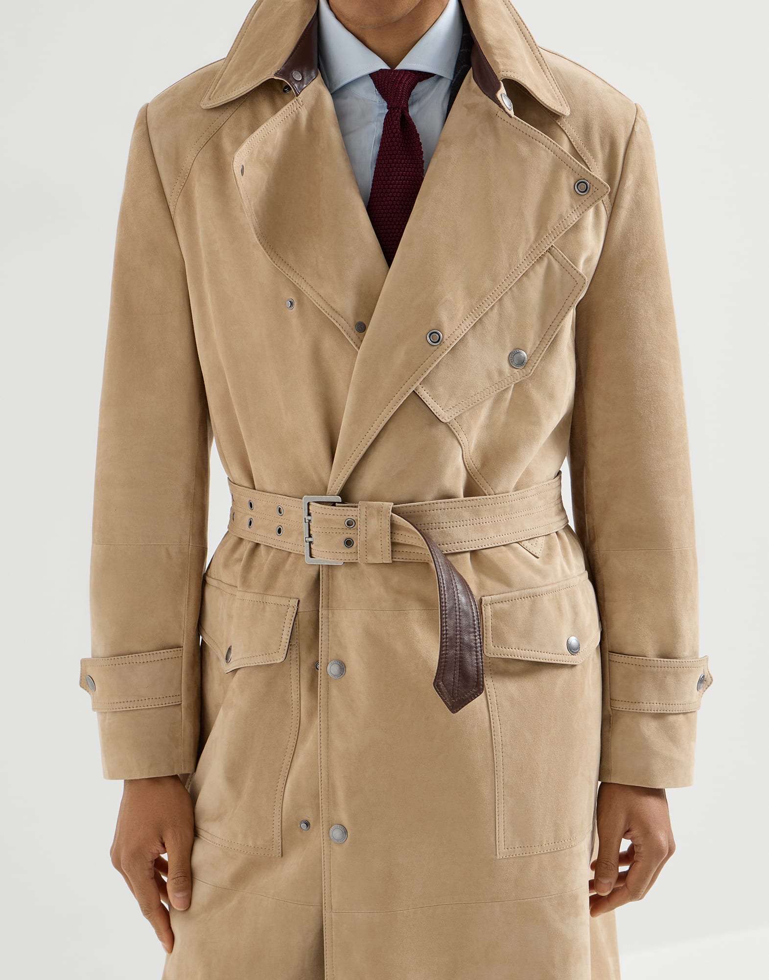 メンズ 向け サンド スエードトレンチコート | Brunello Cucinelli