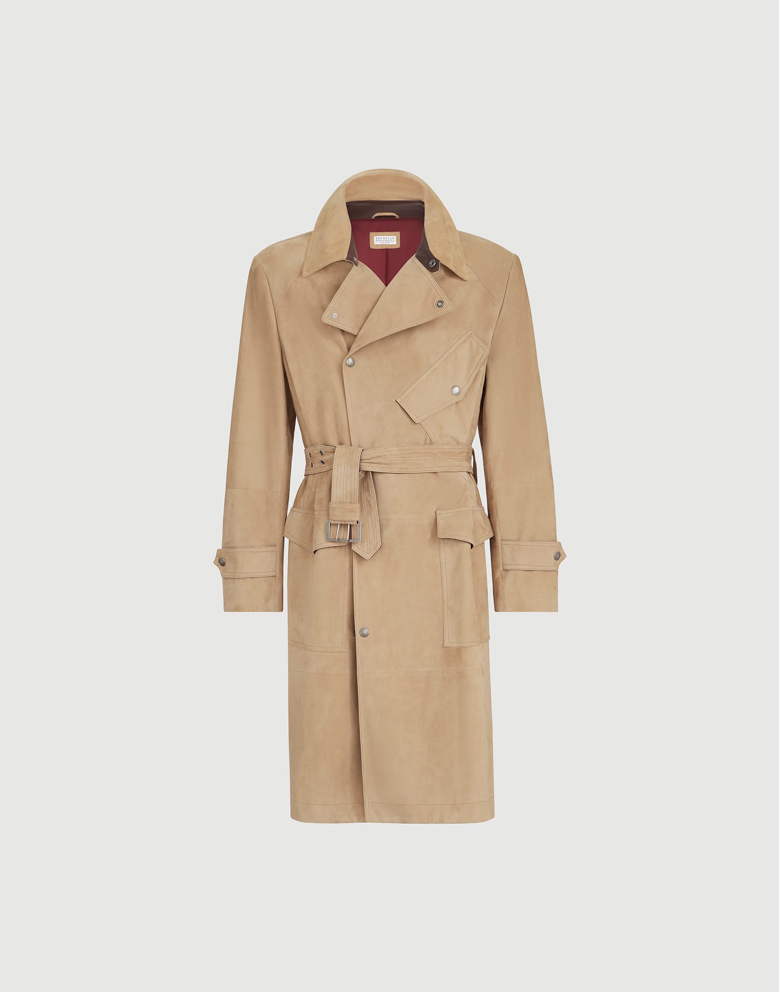 メンズ 向け サンド スエードトレンチコート | Brunello Cucinelli