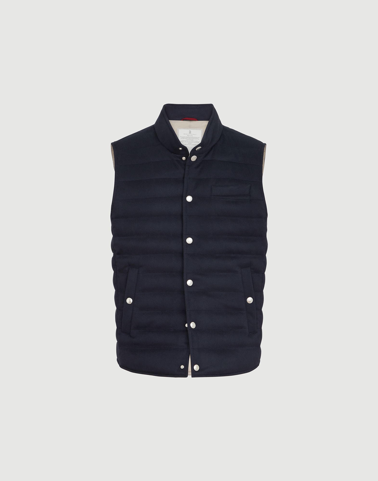 メンズ 向け ブルー フランネル ダウンベスト | Brunello Cucinelli