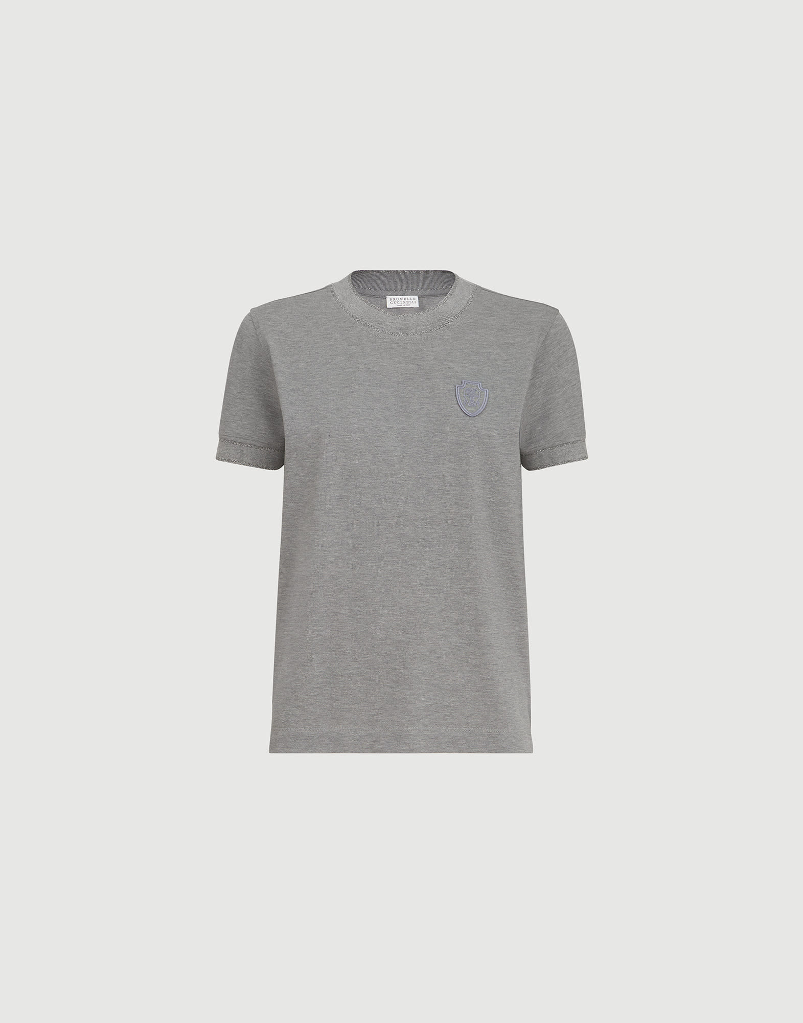 レディース 向け ダークグレー ロゴ入り ピケ Tシャツ | Brunello