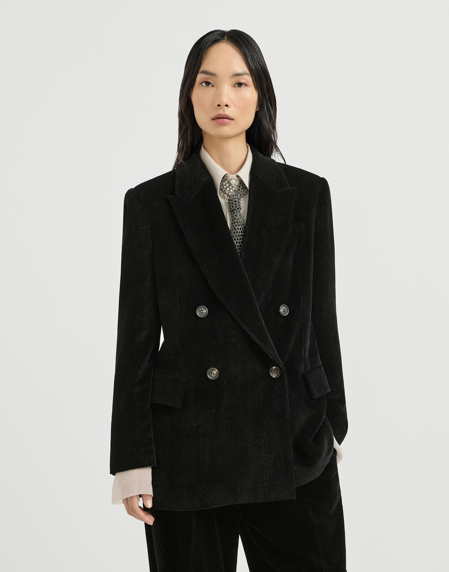 Sparkling corduroy blazer Black Woman - Brunello Cucinelli