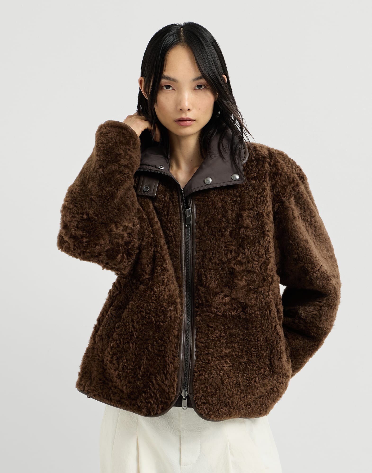 美品⭐︎BRUNELLO CUCINELLI⭐︎アウター Shearling reversible outerwear for Woman in Brown | Brunello Cucinelli