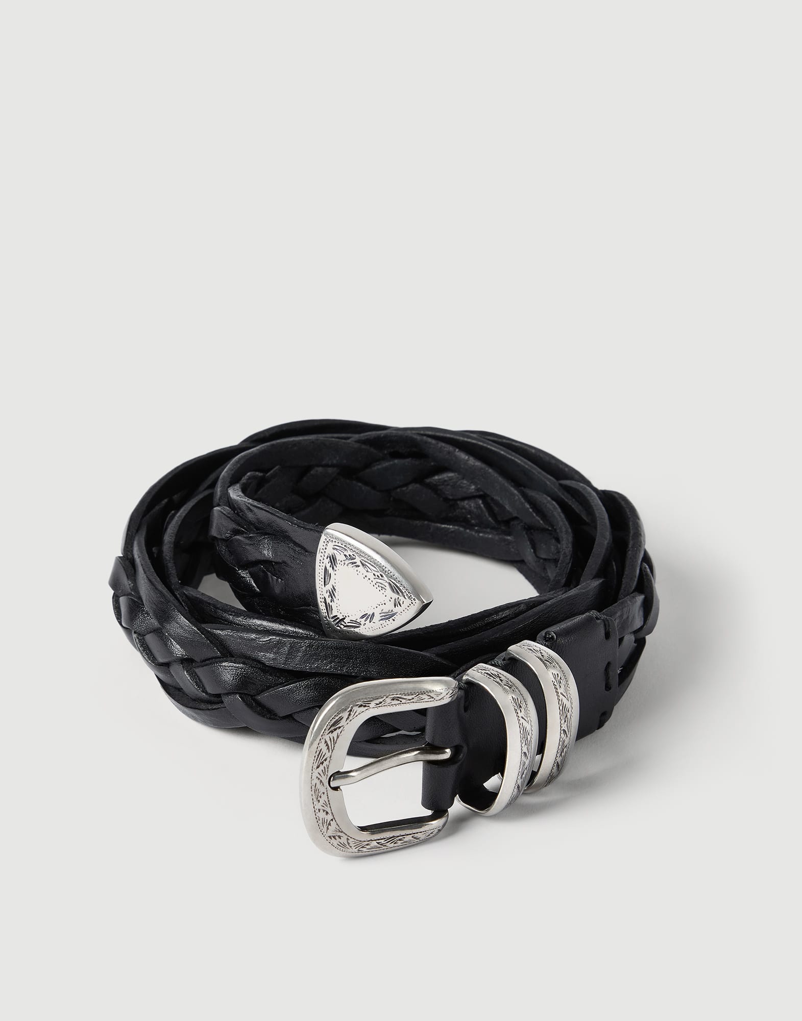 【新品未使用未開封】BRUNELLO CUCINELLI ブレイデッドベルト メンズ 向け ブラック カーフスキン ブレイデッドベルト | Brunello