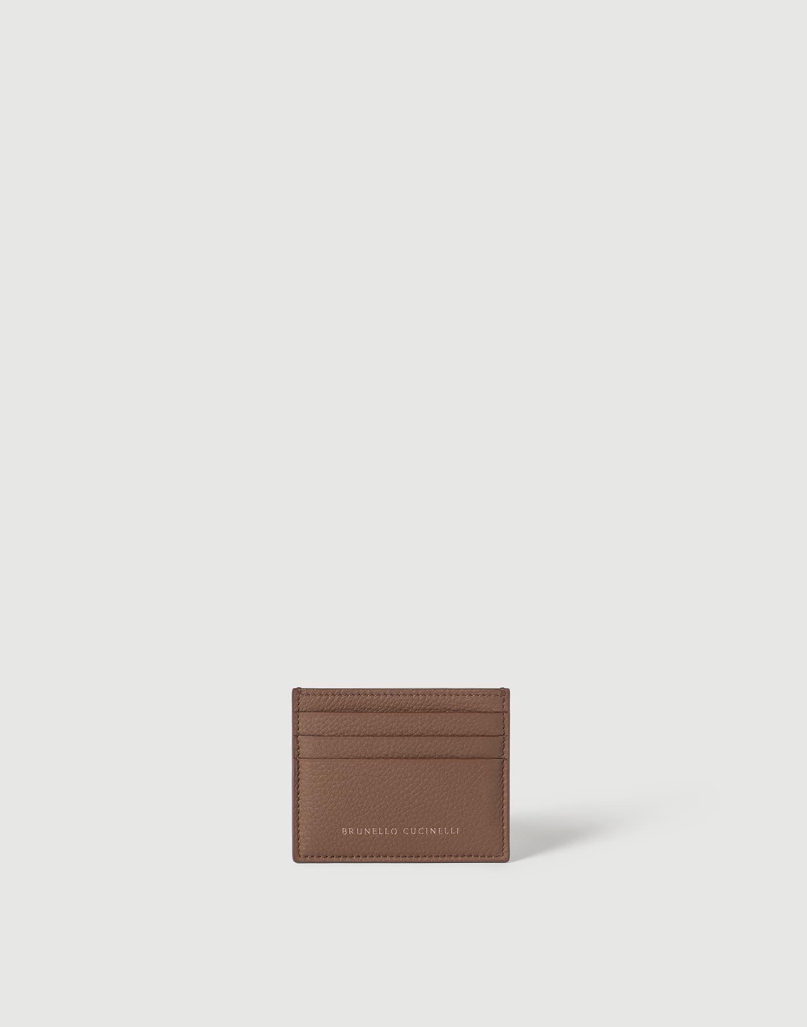 Grained calfskin card case for Woman in Espresso | Brunello Cucinelli